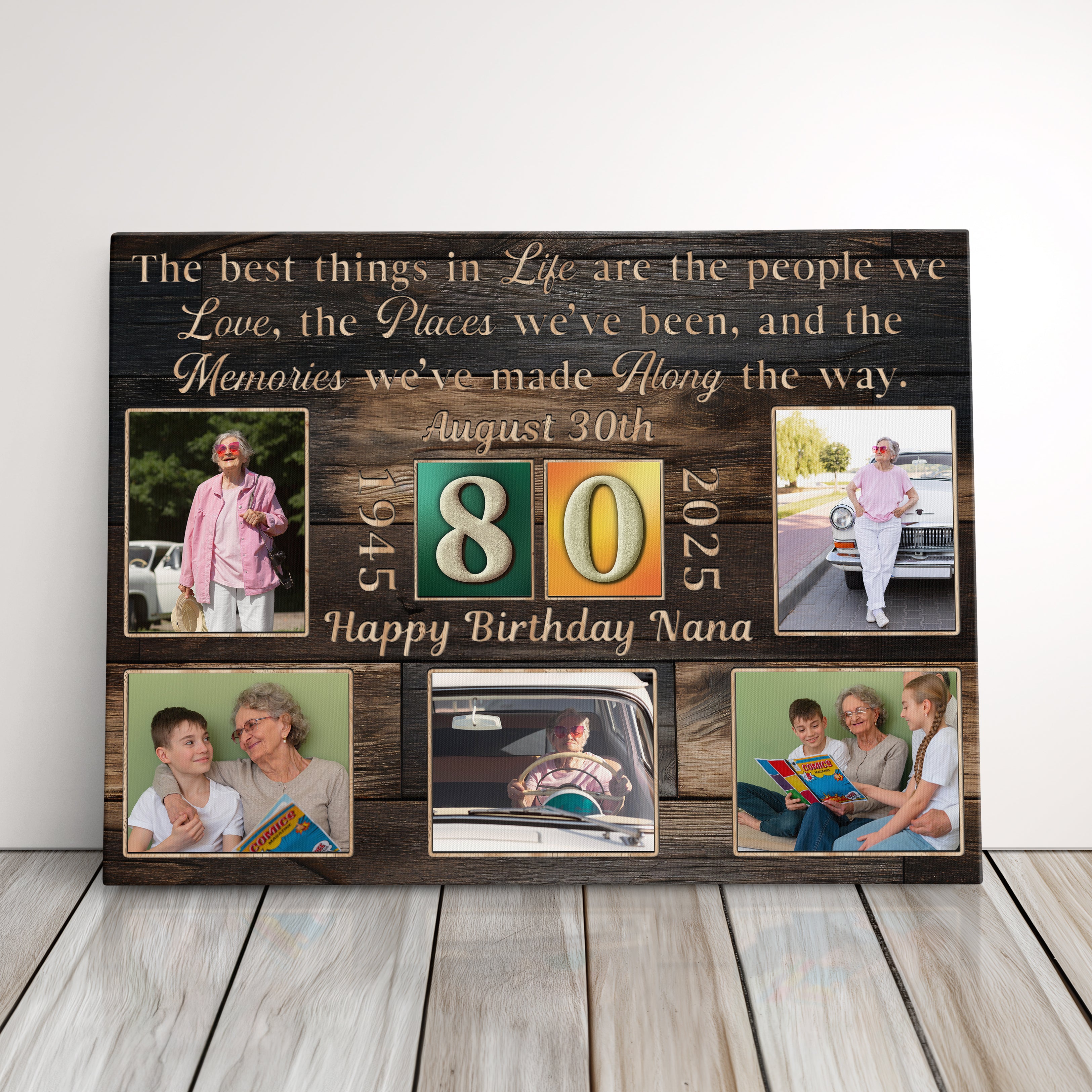 Personalized Birthday Gift For Grandpa or Grandma 80th Birthday Photo Collage Custom Canvas Print Gift Idea For Parents or Grandparents