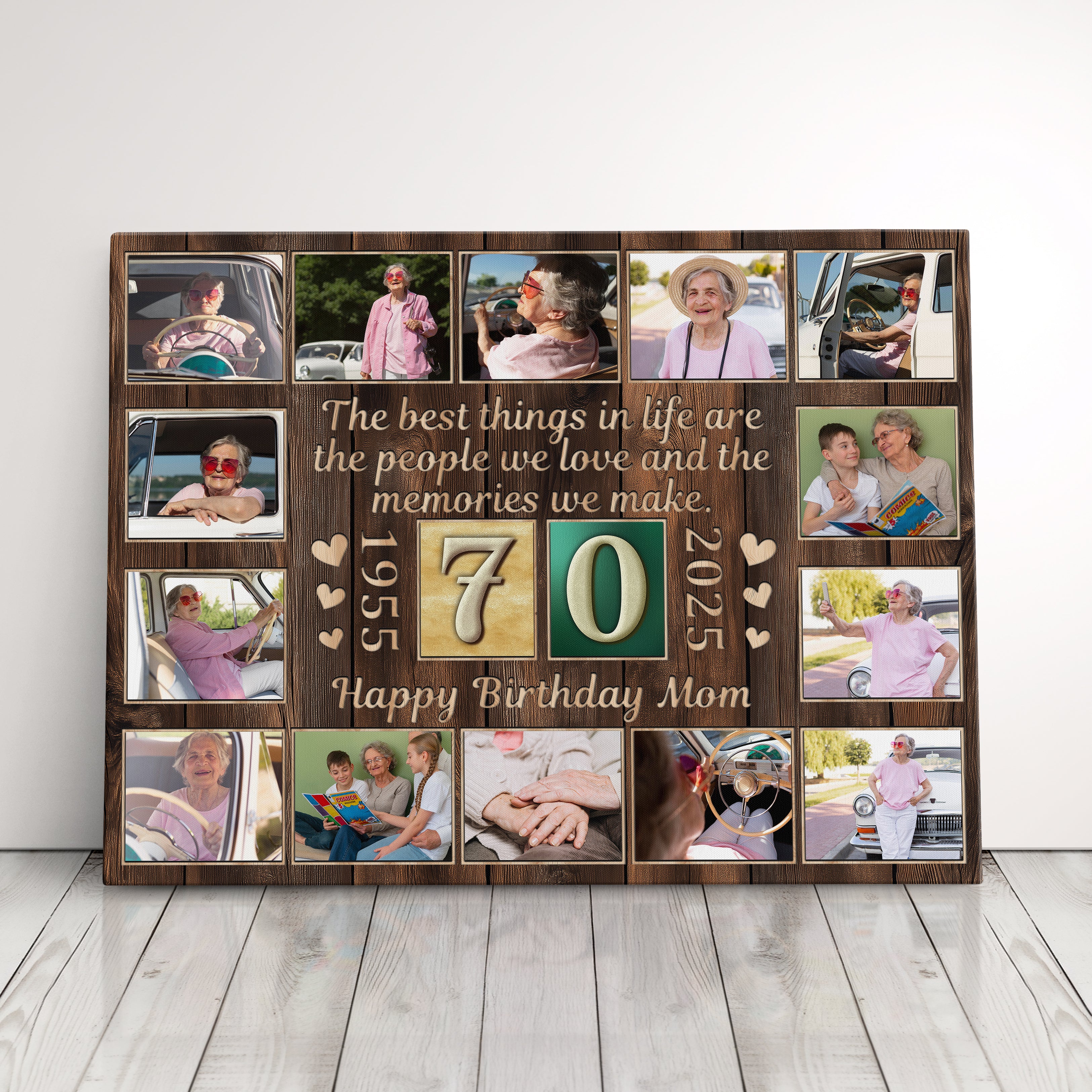 Personalized Birthday Gift For Grandma or Grandpa 70th Birthday Photo Collage Custom Canvas Print Gift Idea For Parents or Grandparents