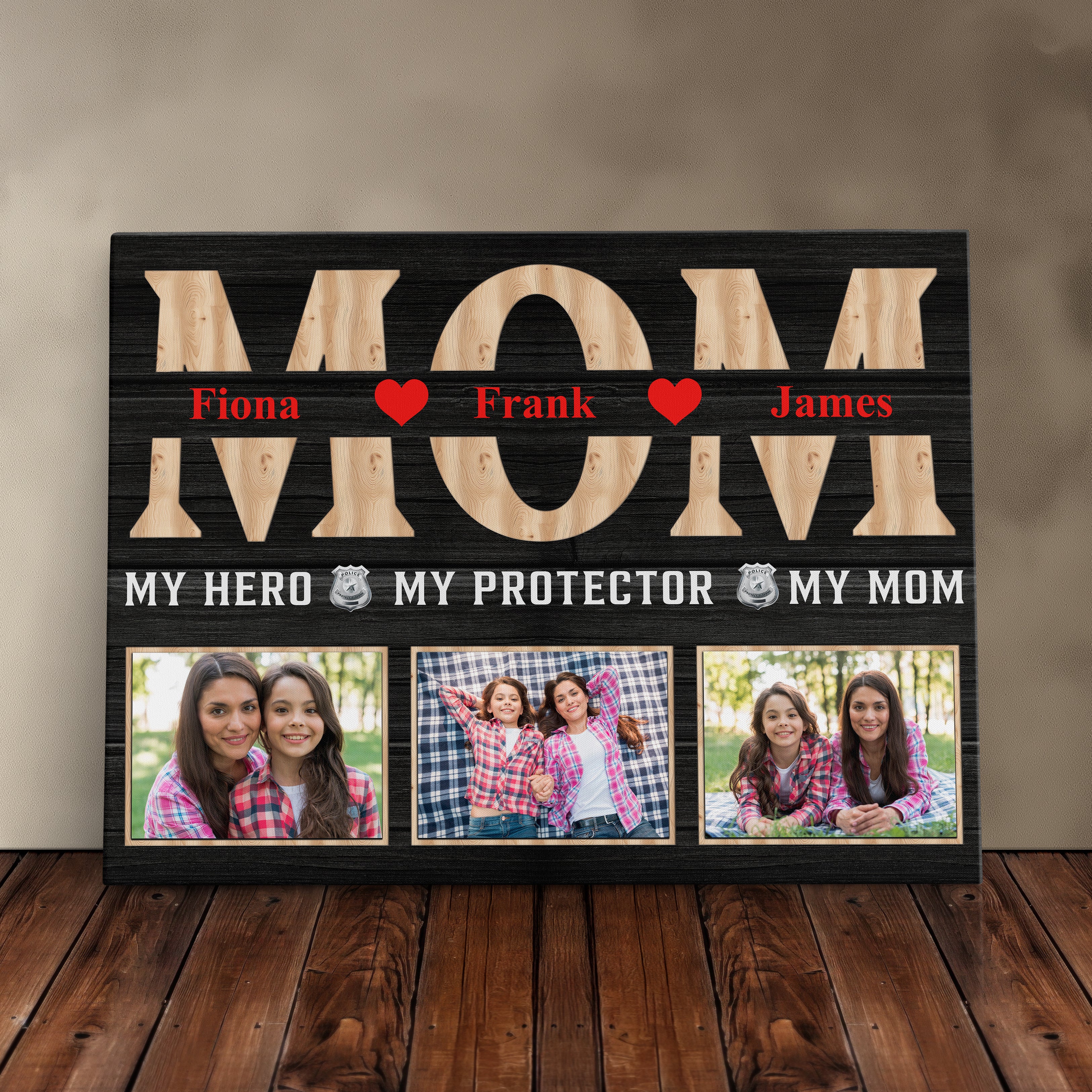 Personalized Gift For Mom Police, Fire, Or Military Mother Photo Collage Canvas Print Photo Gift Idea For Mom