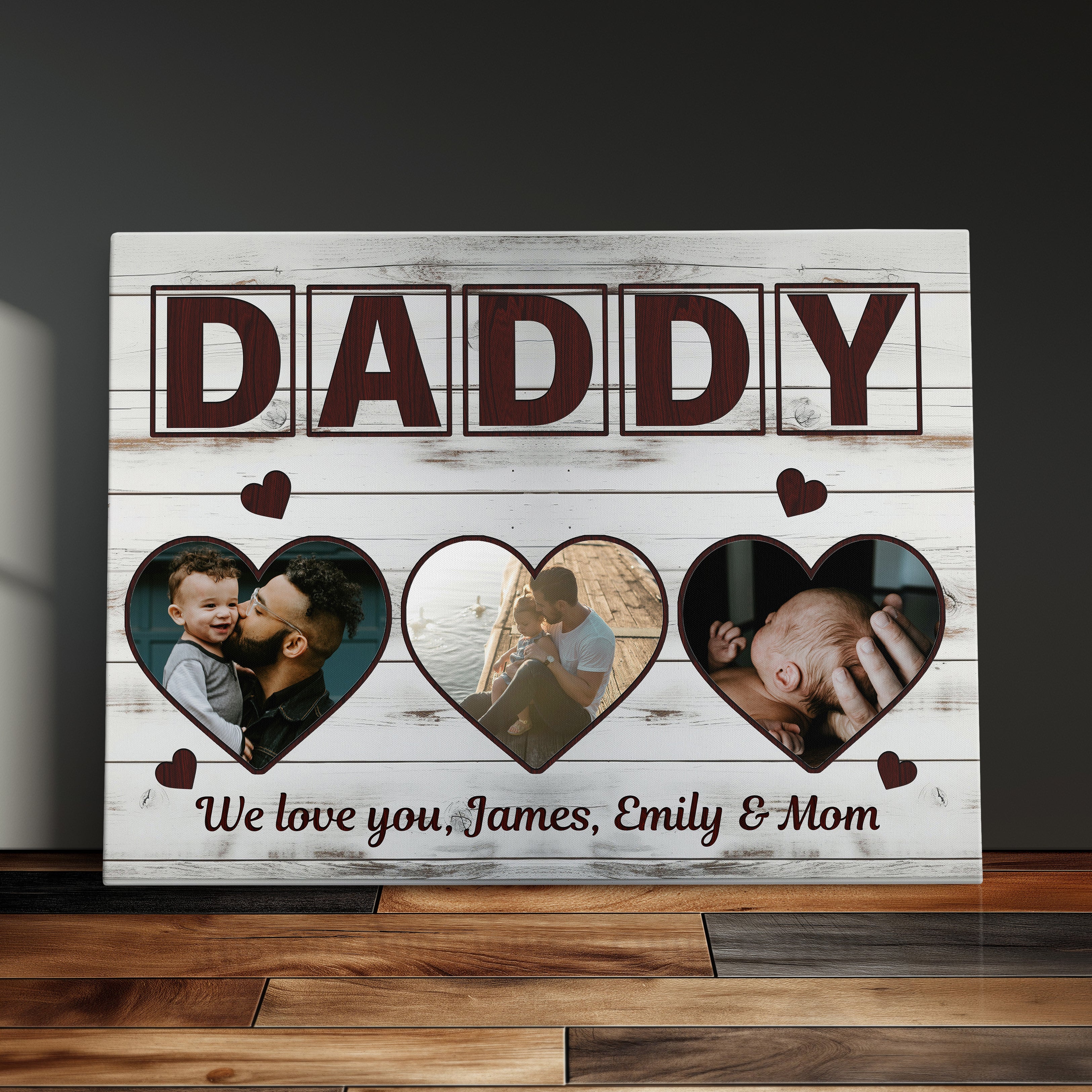 Personalized Family Picture Gift For Dad Canvas Print Farmhouse Decor Family Photo Frame