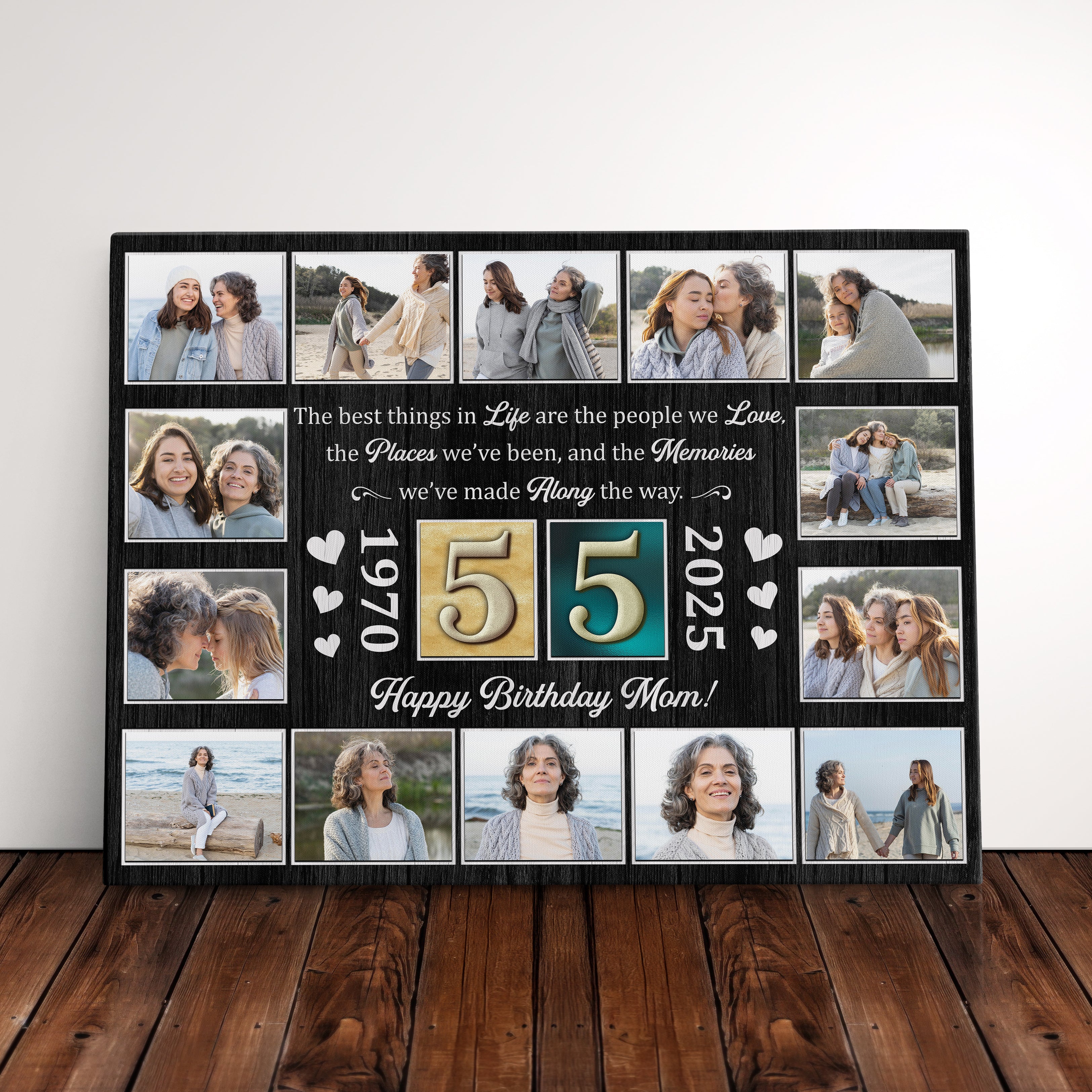 Personalized Birthday Gift For Grandparents 55th Birthday Photo Collage Custom Canvas Print Gift Idea For Grandma or Grandpa