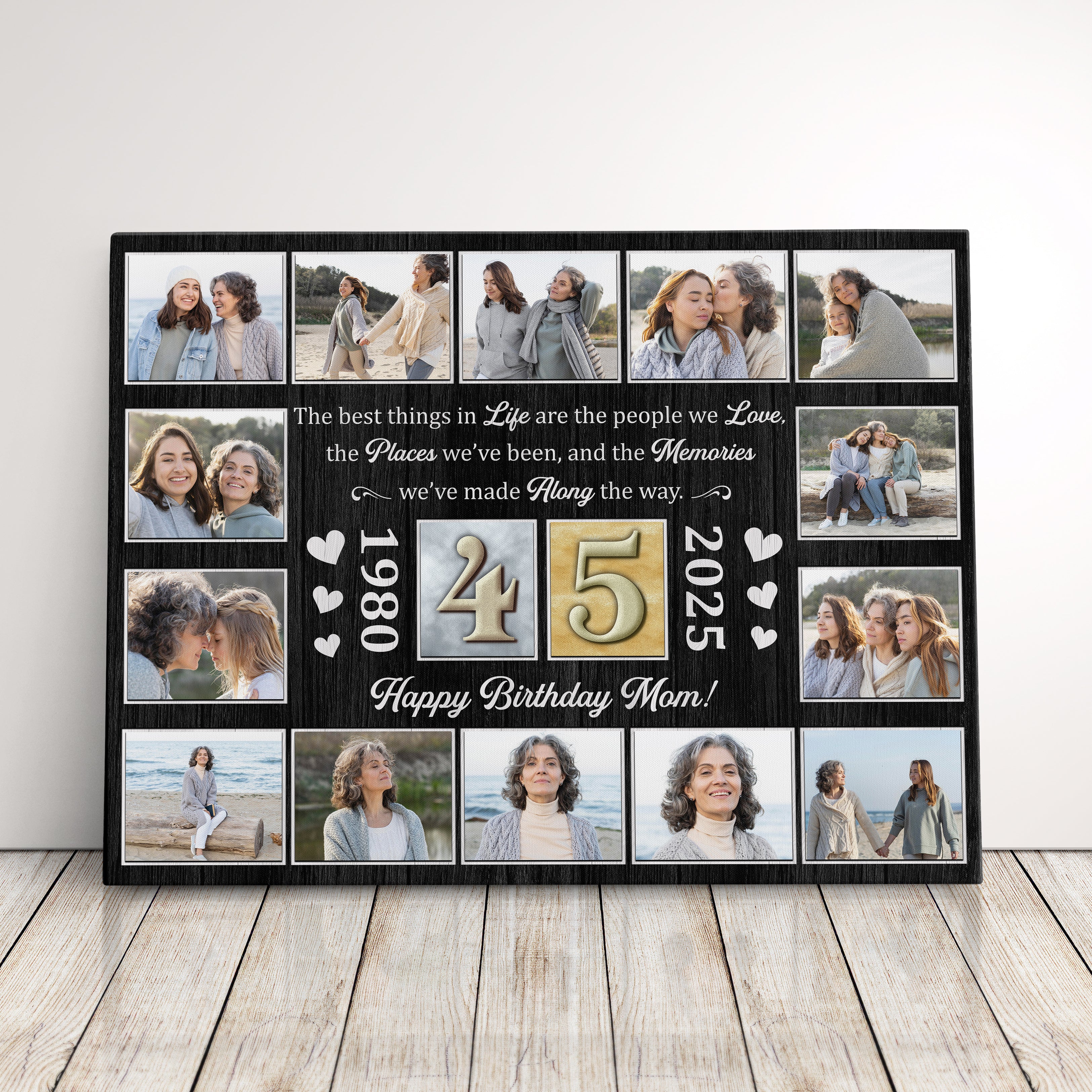 Personalized Birthday Gift For Parents 45th Birthday Photo Collage Custom Canvas Print Gift Idea For Mom Or Dad