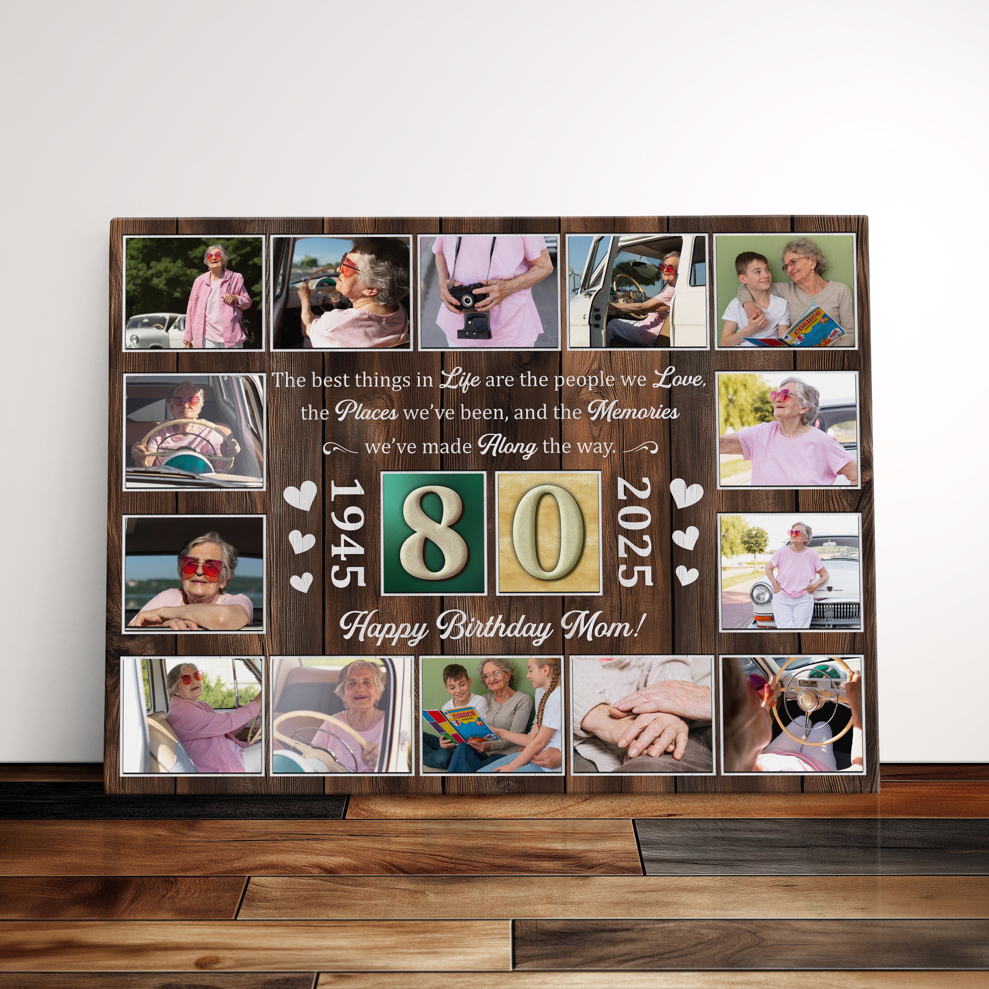 Personalized Birthday Gift For Grandparents 80th Birthday Photo Collage Custom Canvas Print Gift Idea For Grandma or Grandpa