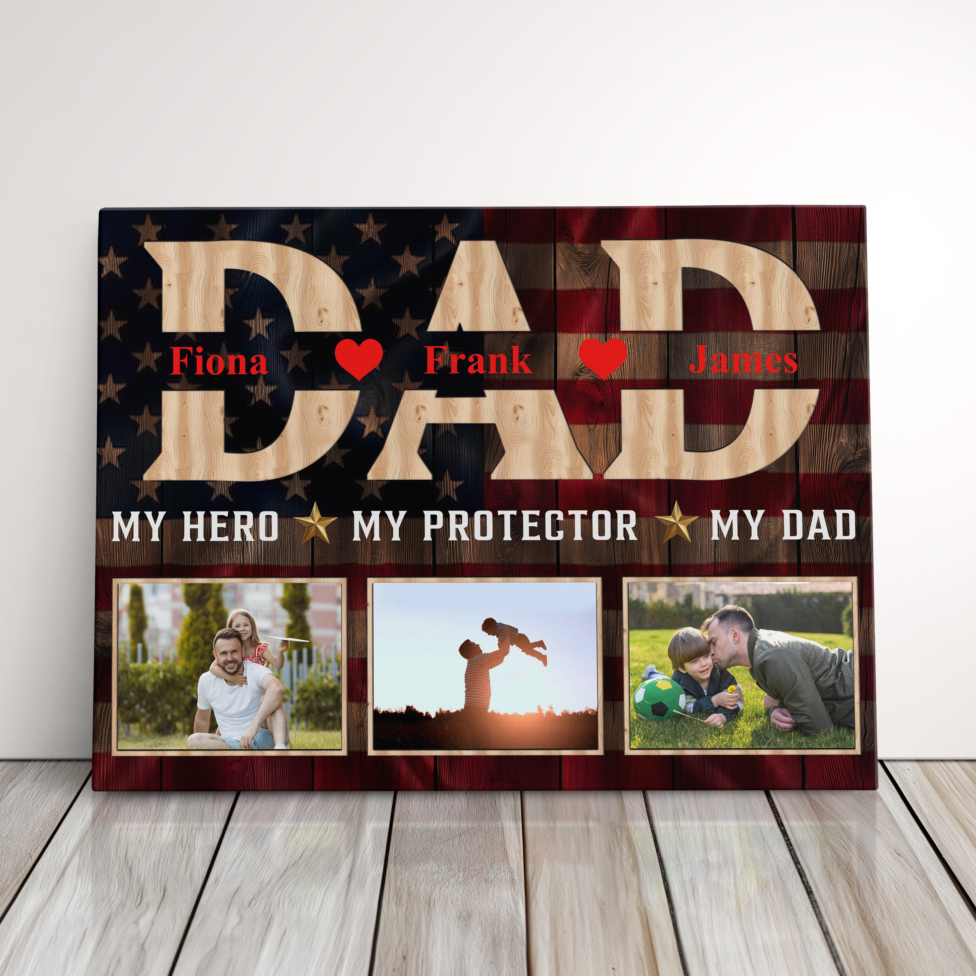 Personalized Gift For Dad Police, Fire, Or Military Father Photo Collage Canvas Print Photo Gift Idea For Dad