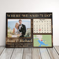 Personalized Wedding Gift Canvas Print, Custom Anniversary Photo Gift For For Wife Or Husband, Photo, Calendar, and Map