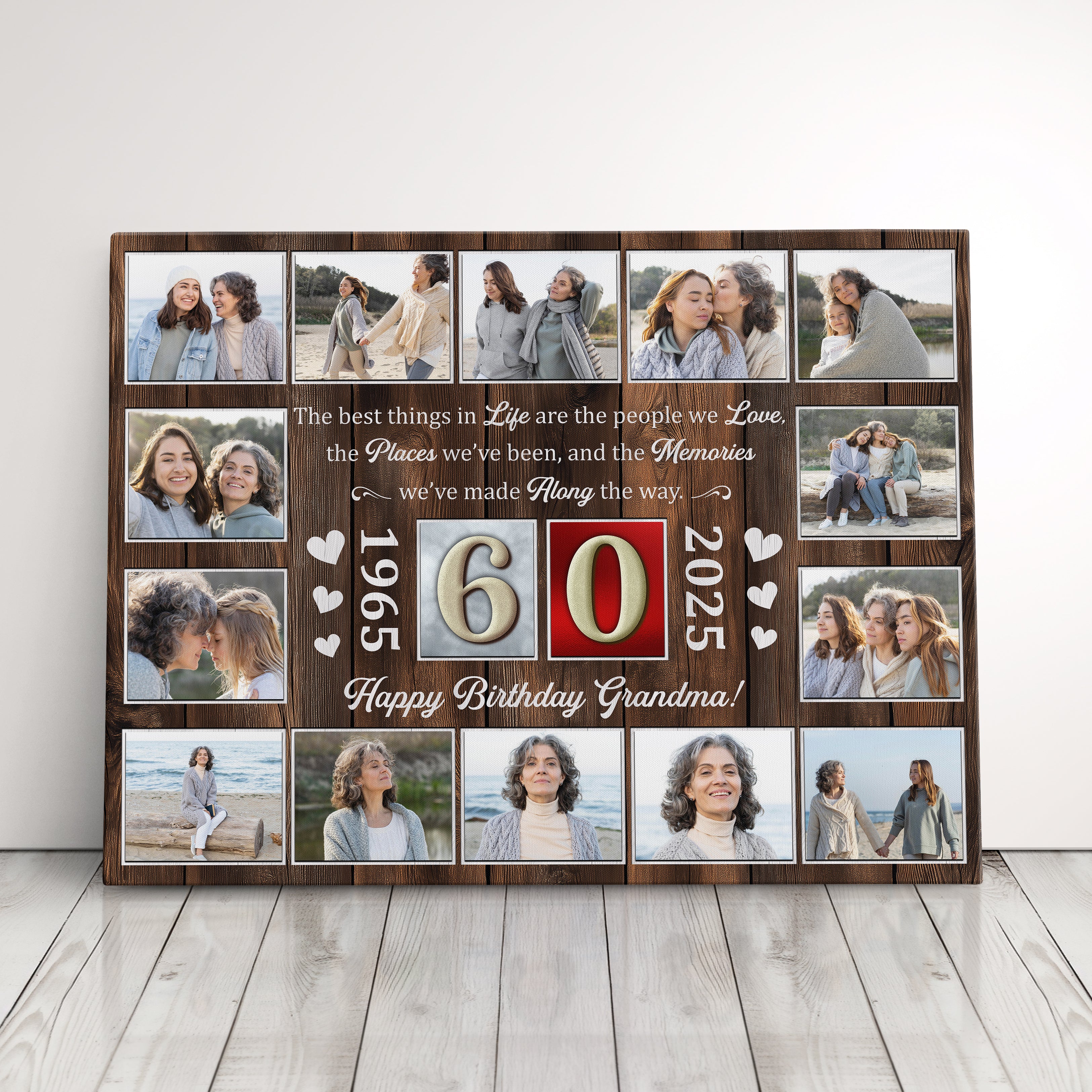 Personalized Birthday Gift For Grandparents 60th Birthday Photo Collage Custom Canvas Print Gift Idea For Grandma or Grandpa
