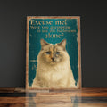 Personalized Funny Cat Lover Gift For Cat Mom Bathroom Canvas Print, Custom Pet Portrait Funny Bathroom Wall Art