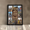 Personalized Hunting & Fishing Photo Collage Canvas Print, Photo Gift Ideas For Husband, Dad, Son, Grandpa Who Is A Hunter Or Fisherman
