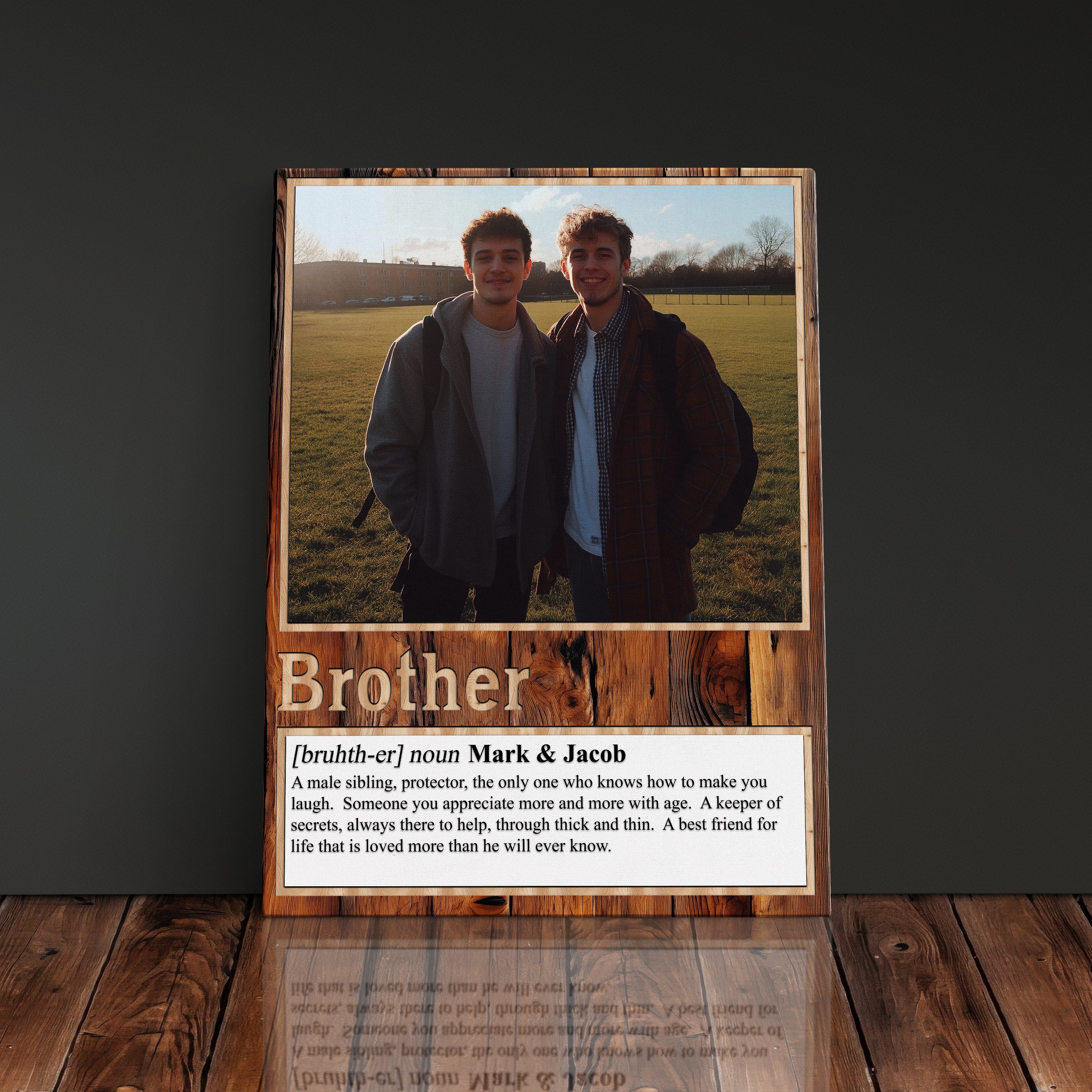 Personalized Gift For Brother Definition Canvas Print, Custom Photo Gift Wall Art, Family Picture Canvas