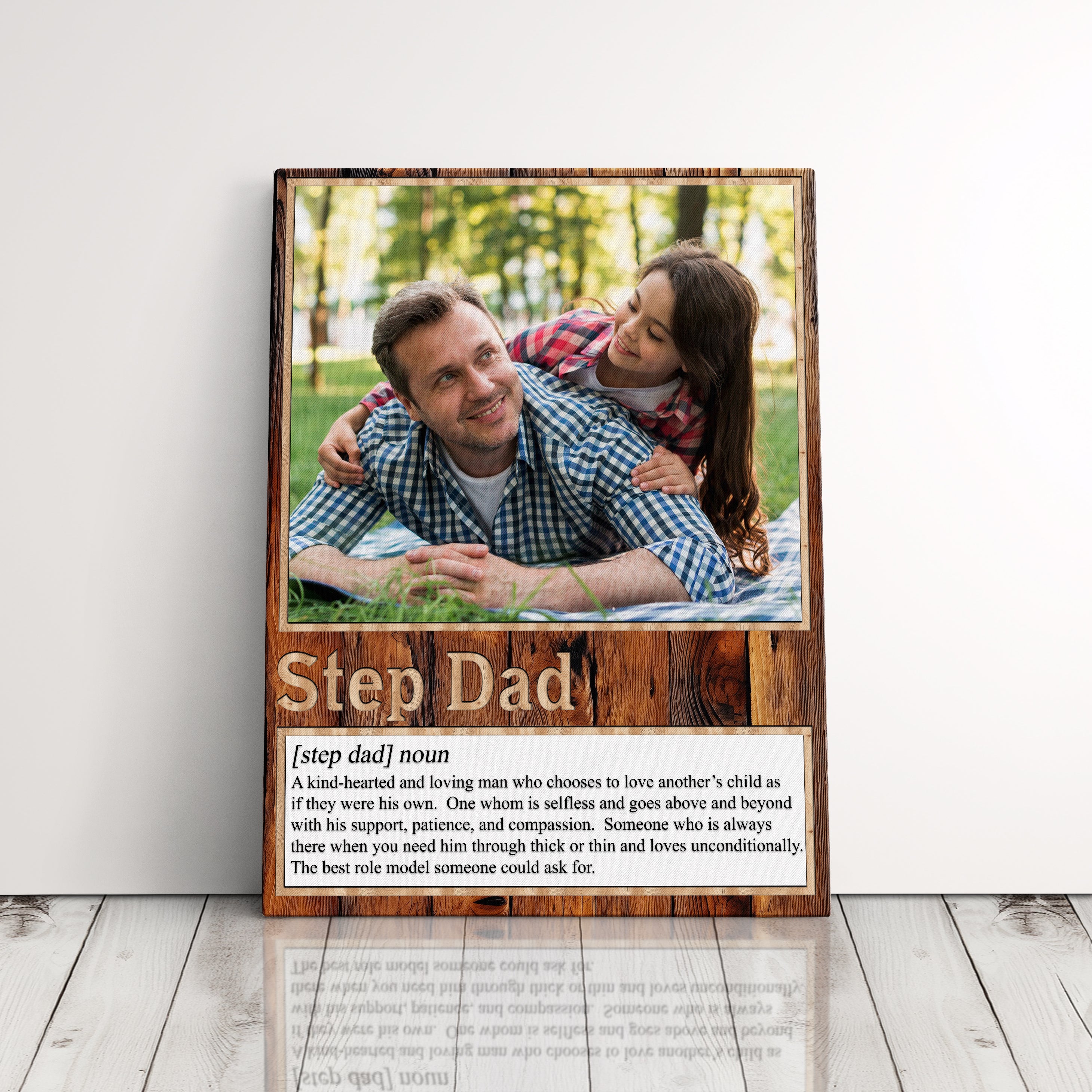 Personalized Step Dad Gift From Kids Definition Canvas Print, Family Photo Frame Gift For Step Father Wall Art