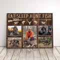 Personalized Hunting Canvas Print Gift For Husband, Dad, Or Boyfriend, Custom Man Cave Hunter Decor, Eat Sleep Hunt Fish