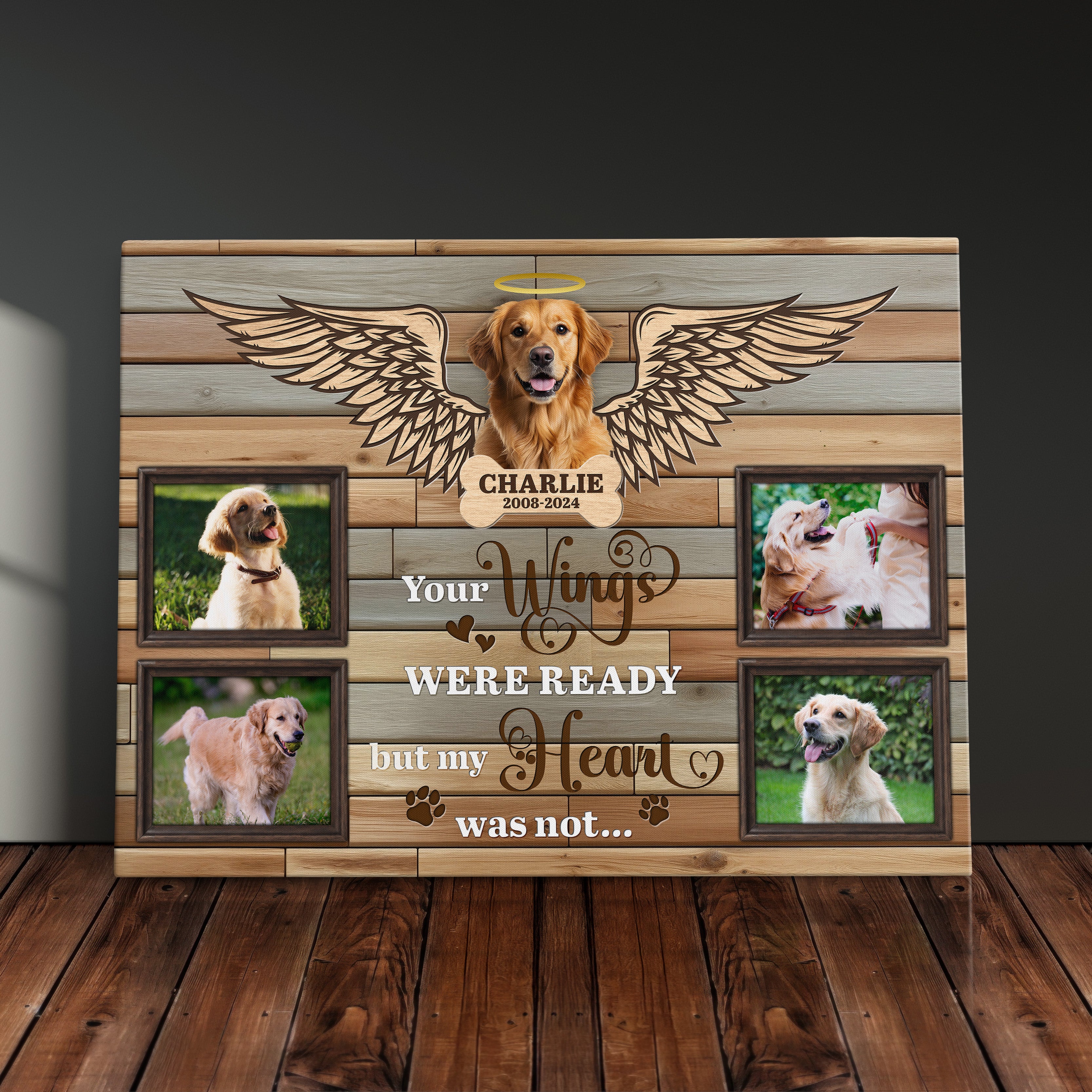 Personalized Dog Remembrance Canvas Print, Custom Pet Loss Gift For Dog Loss, Pet Memory Photo Collage, Memorial Canvas For Dog Lover