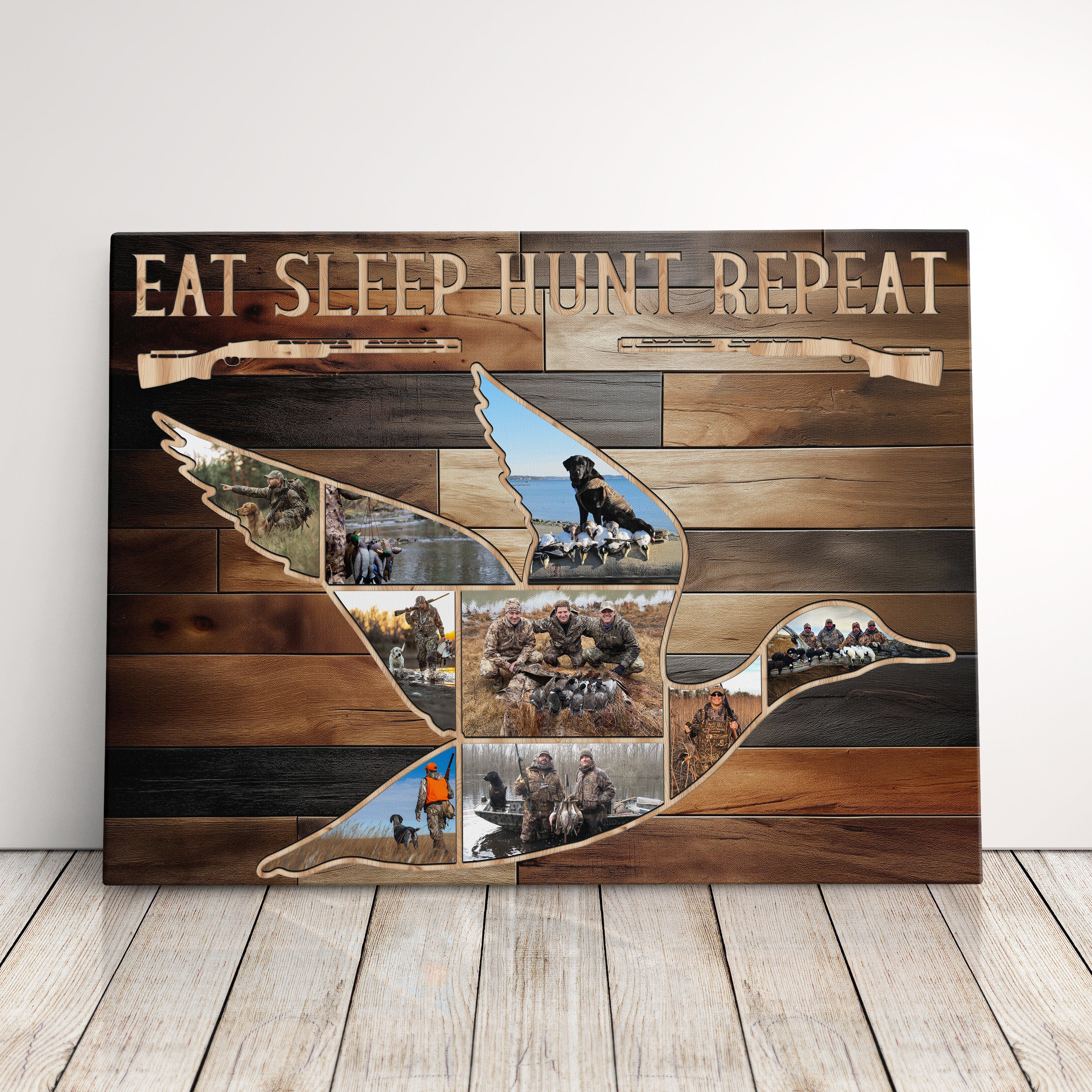 Personalized Duck Hunting Canvas Print Gift For Husband, Dad, Or Boyfriend, Custom Duck Hunting Photo Collage