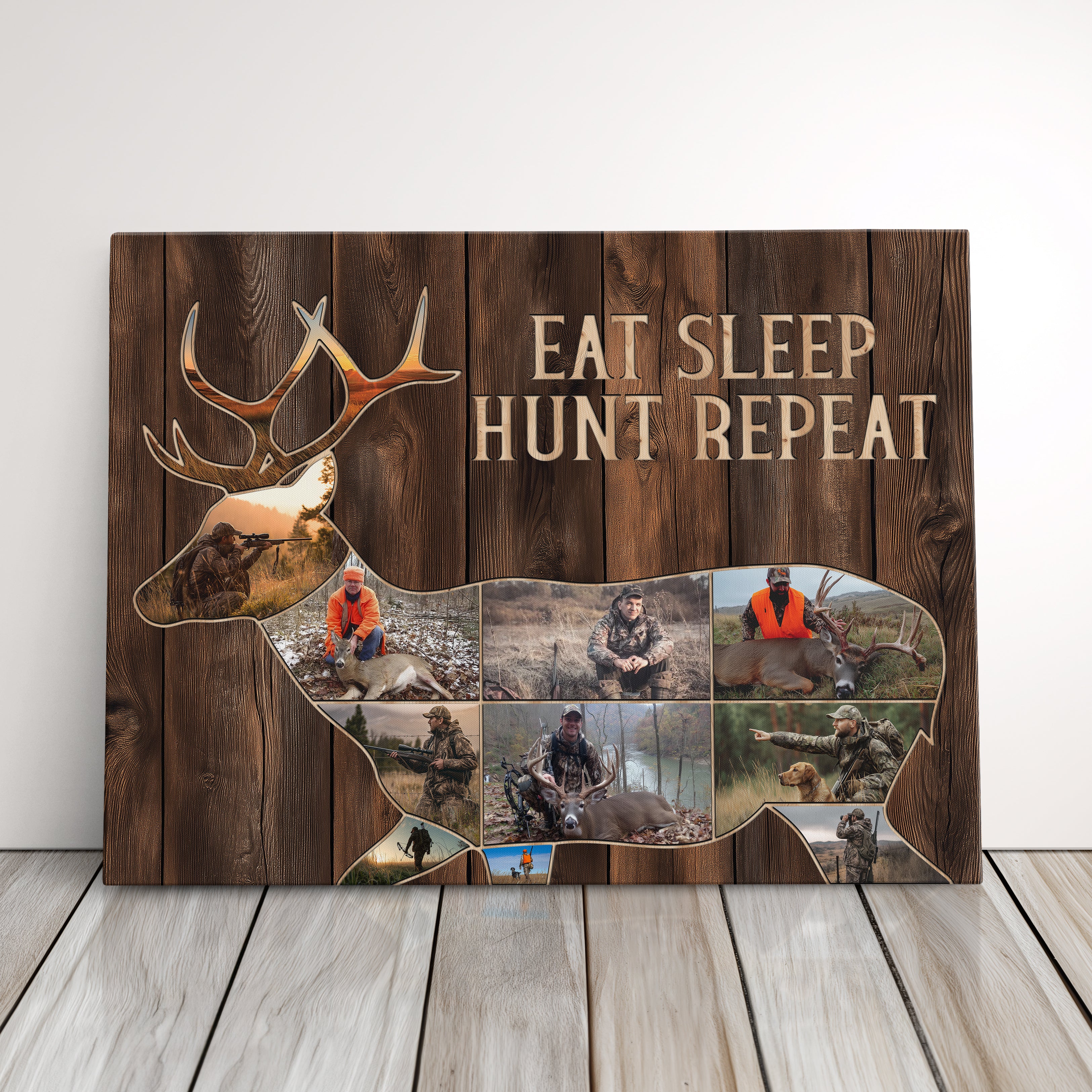 Personalized Deer Hunting Canvas Print Gift For Husband, Dad, Or Boyfriend, Custom Deer Hunting Photo Collage