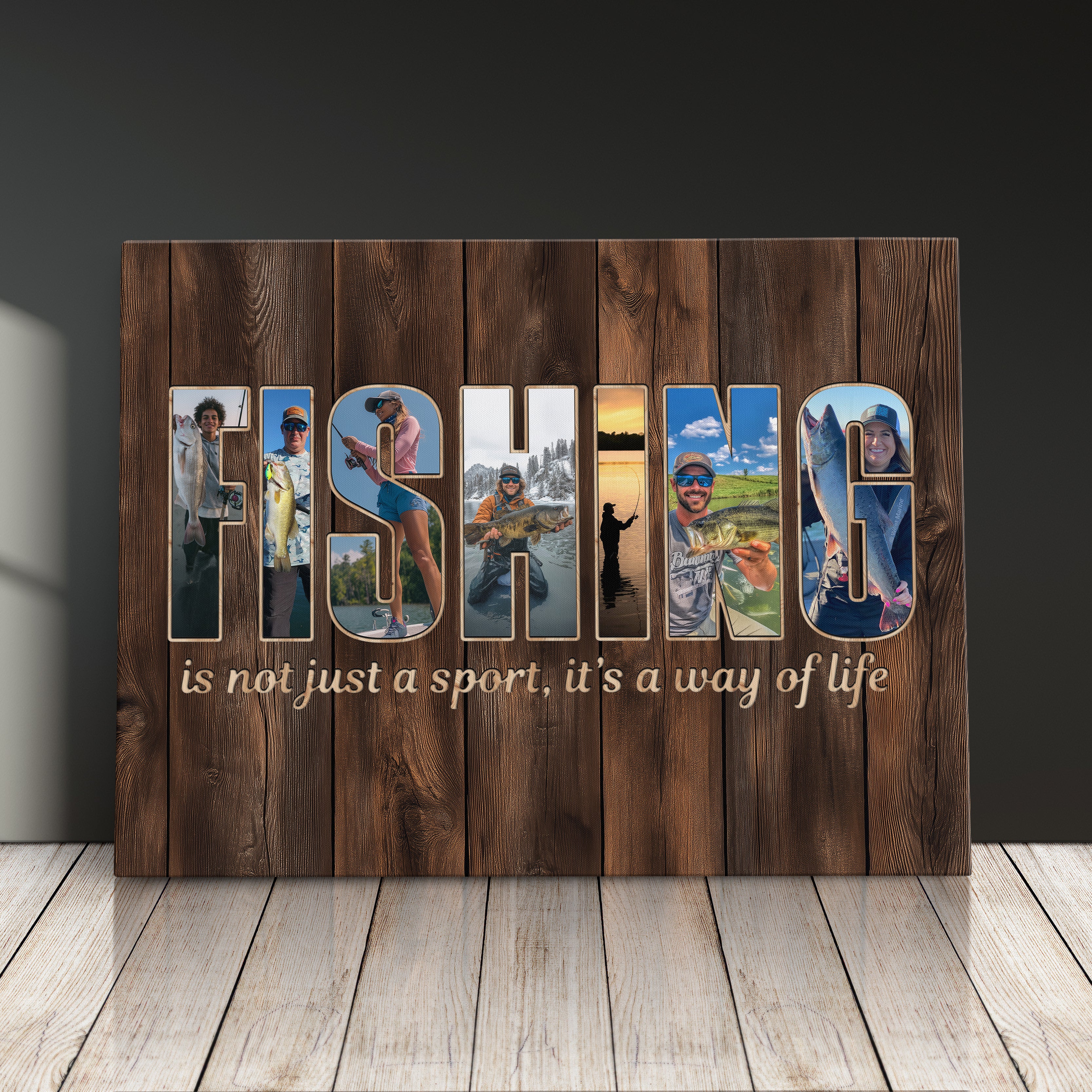 Personalized Fishing Canvas Print Gift For Husband, Dad, Or Boyfriend, Fisherman Photo Collage Canvas Fishing Dad Gift Is Not Just A Sport, It's A Way Of Life