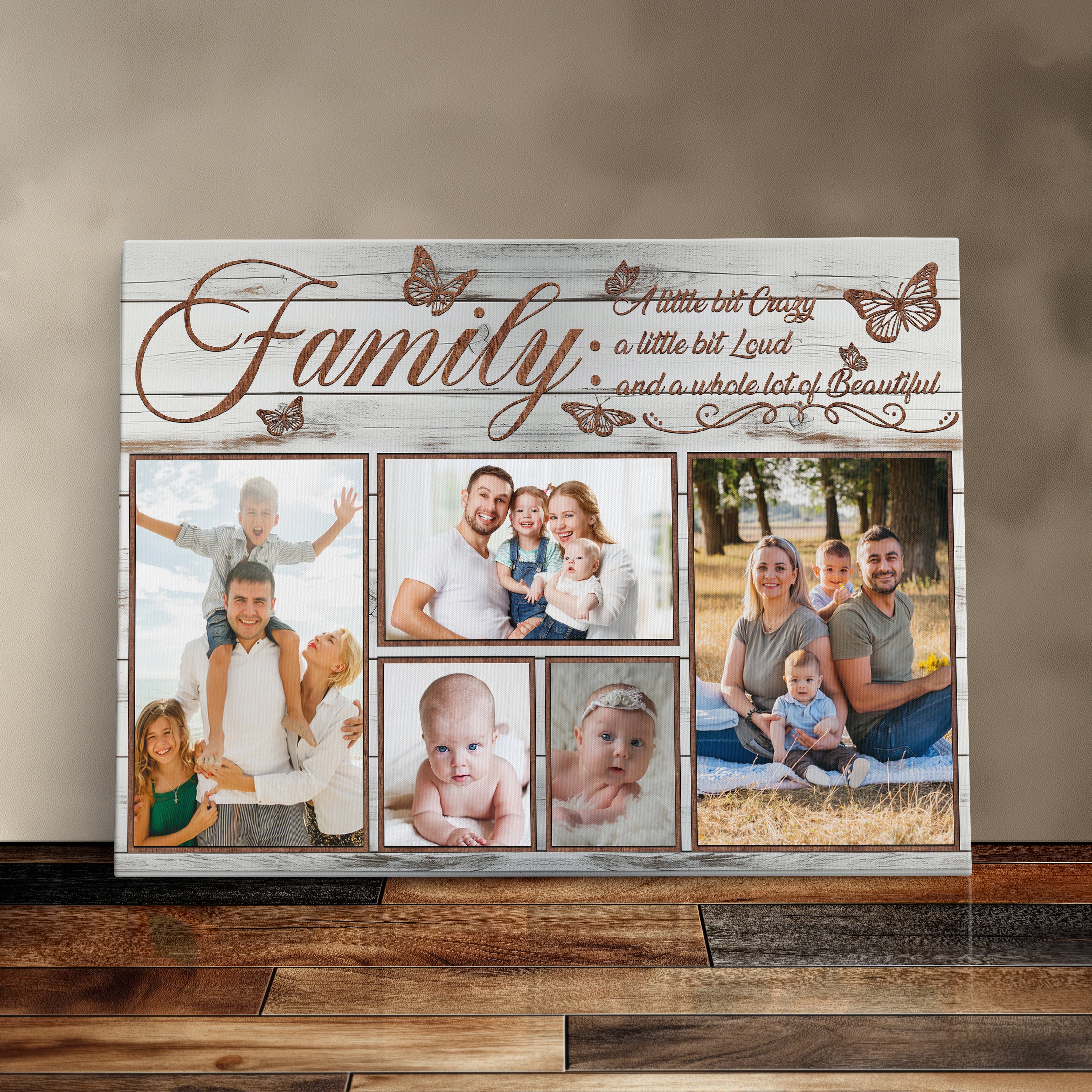 Personalized Canvas Print Rustic Decor Photo Collage Family Gift Idea For Husband Or Wife