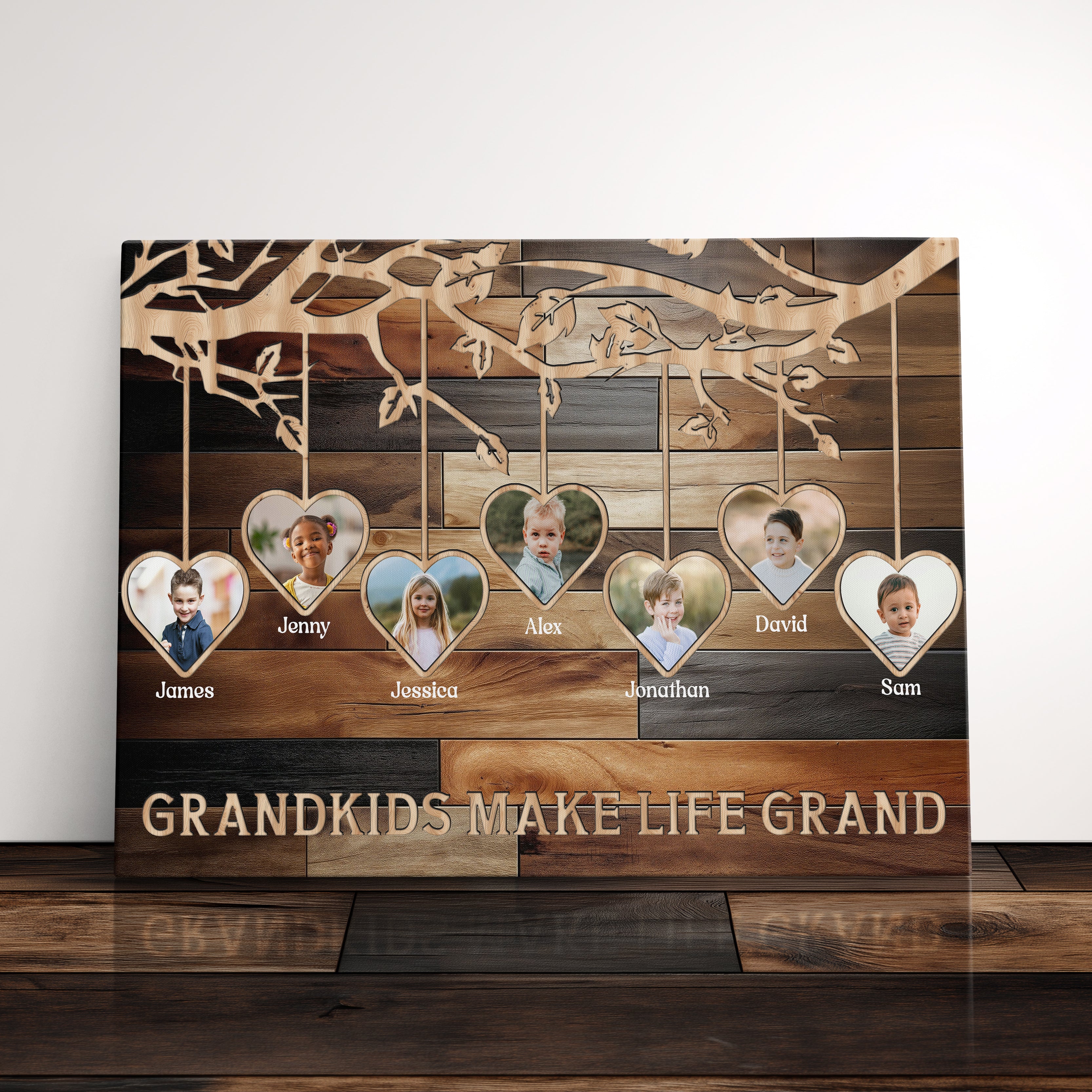 Grandkids Make Life Grand Personalized Photo Frame Canvas Print Gift Idea For Grandparents Family Photo Collage