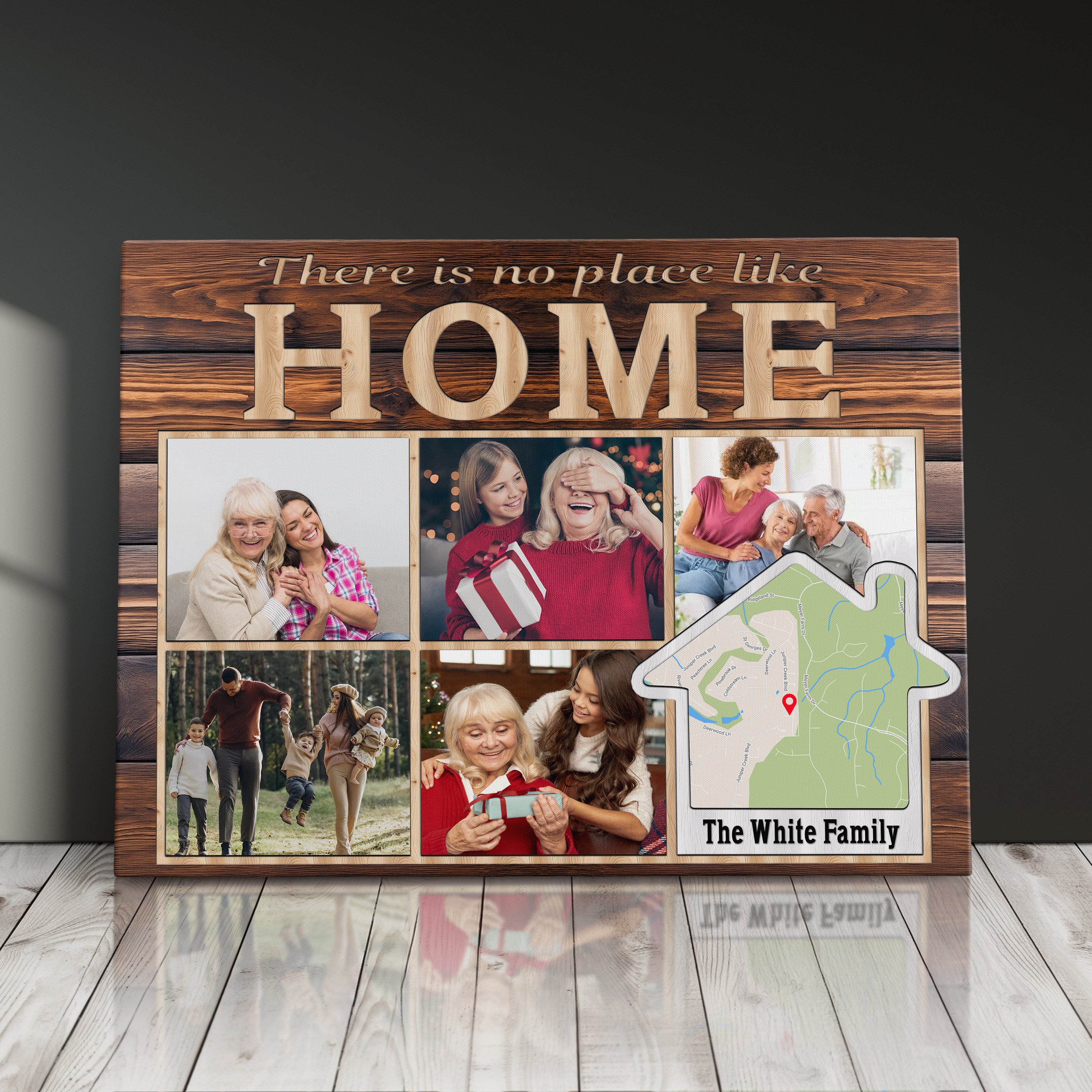 Personalized Photo Frame Canvas Print Custom Family Photo Gift Idea For Parents Rustic Wall Art
