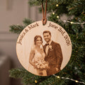 Custom Wedding Photo Engraved Wood Christmas Ornament