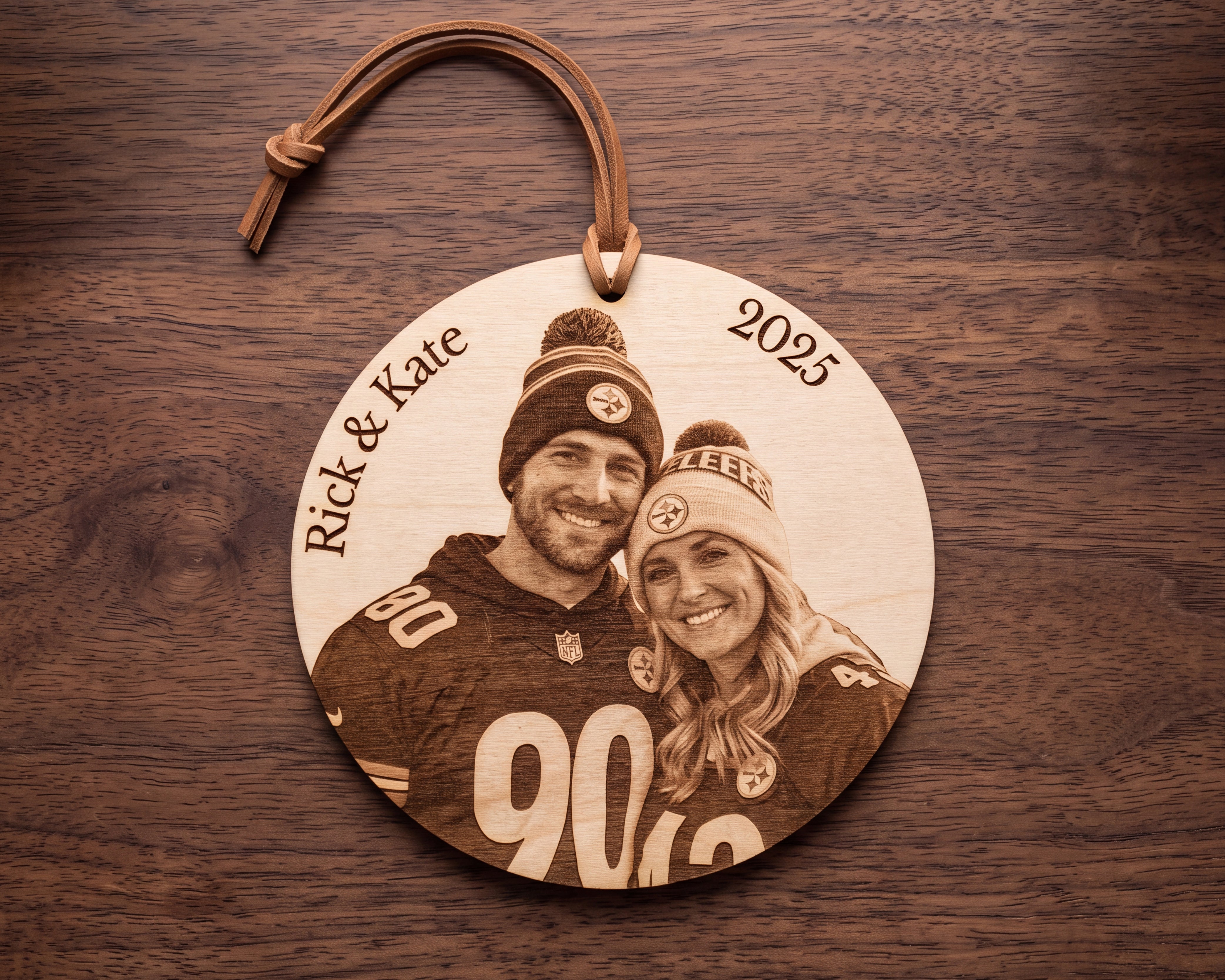 Custom Photo Engraved Wood Christmas Ornament