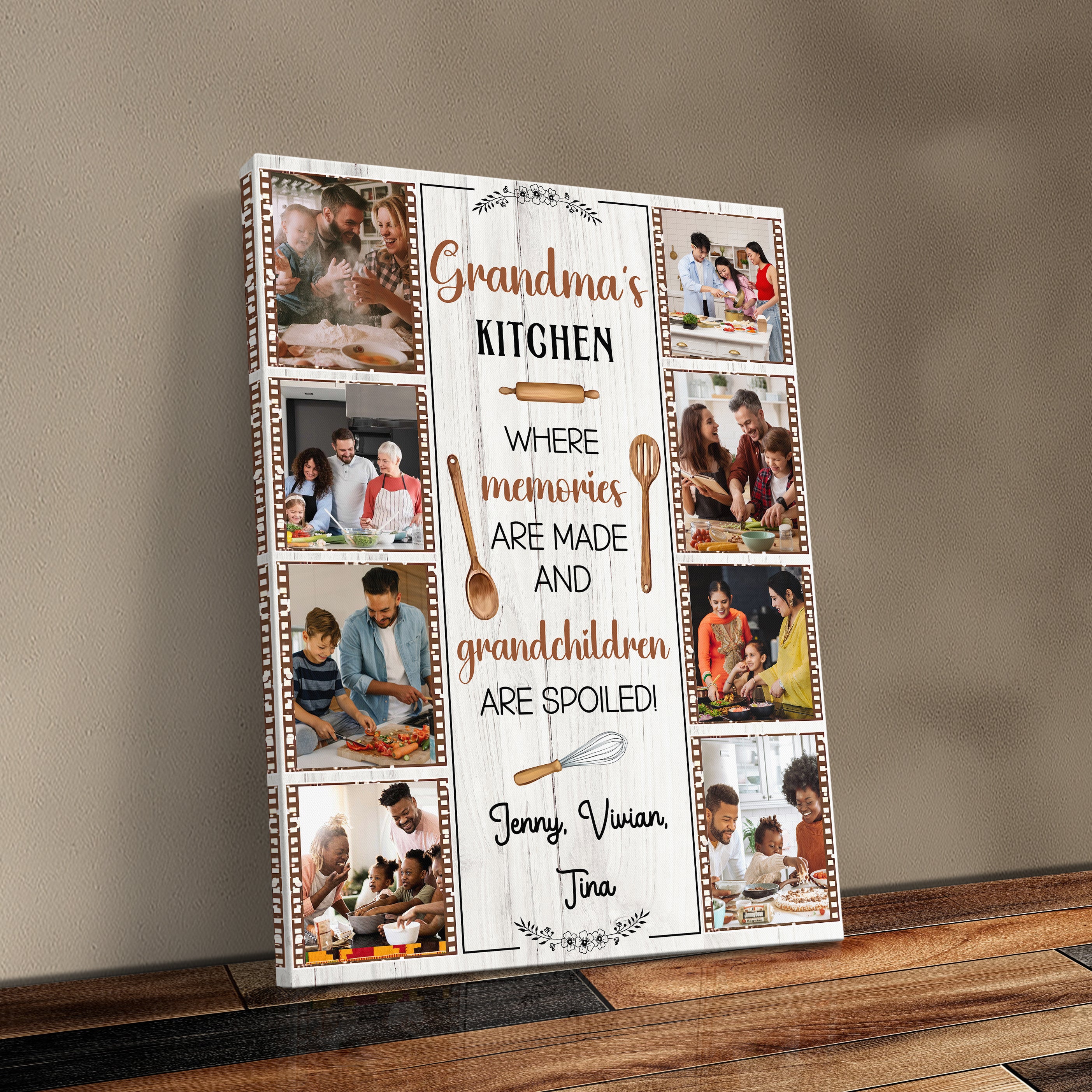 Personalized Photo Collage Canvas Print Custom Photo Gift Idea For Grandma Birthday Gift For Grandparents