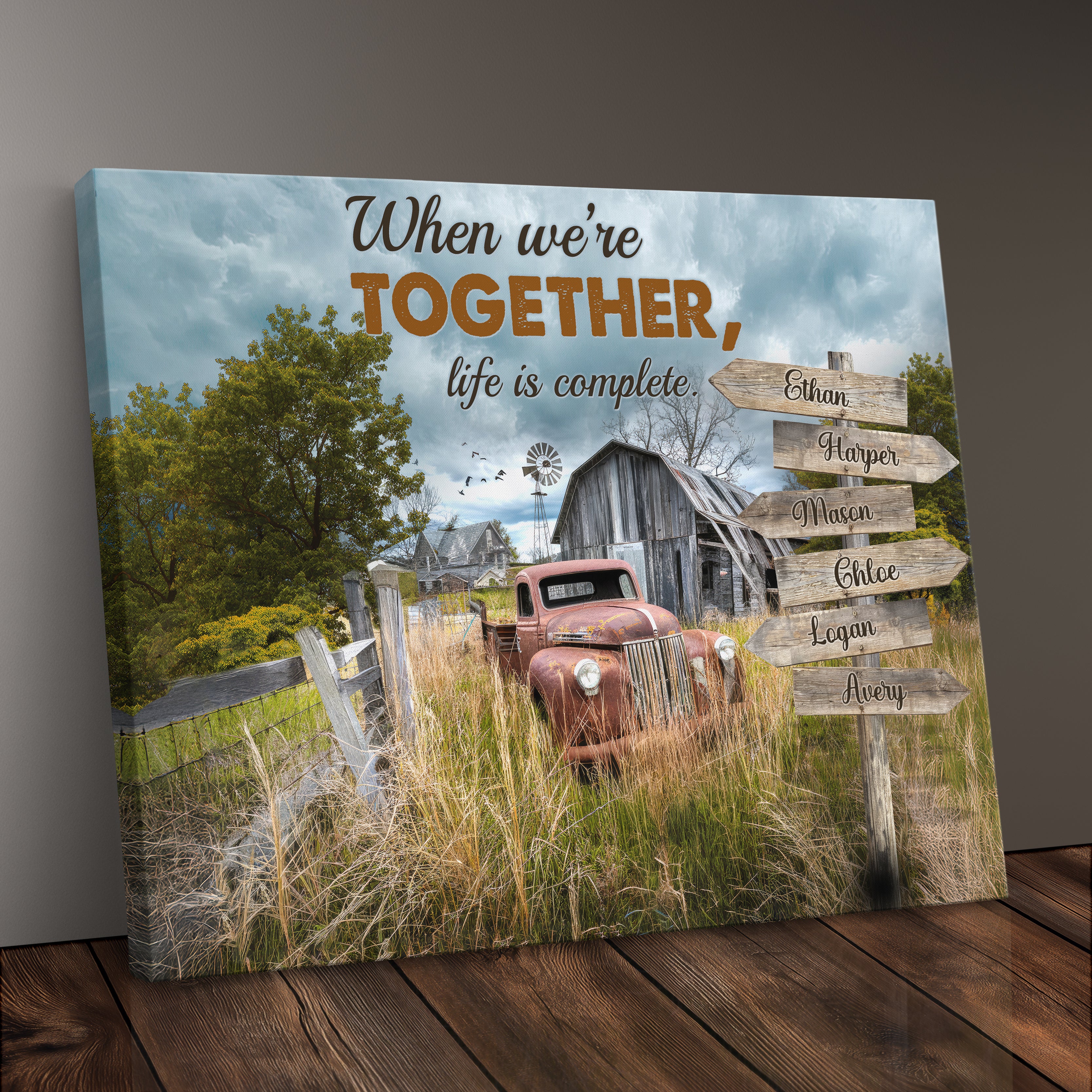 Personalized Family Name Sign Farmhouse Decor Custom Family Street Signs Canvas Print