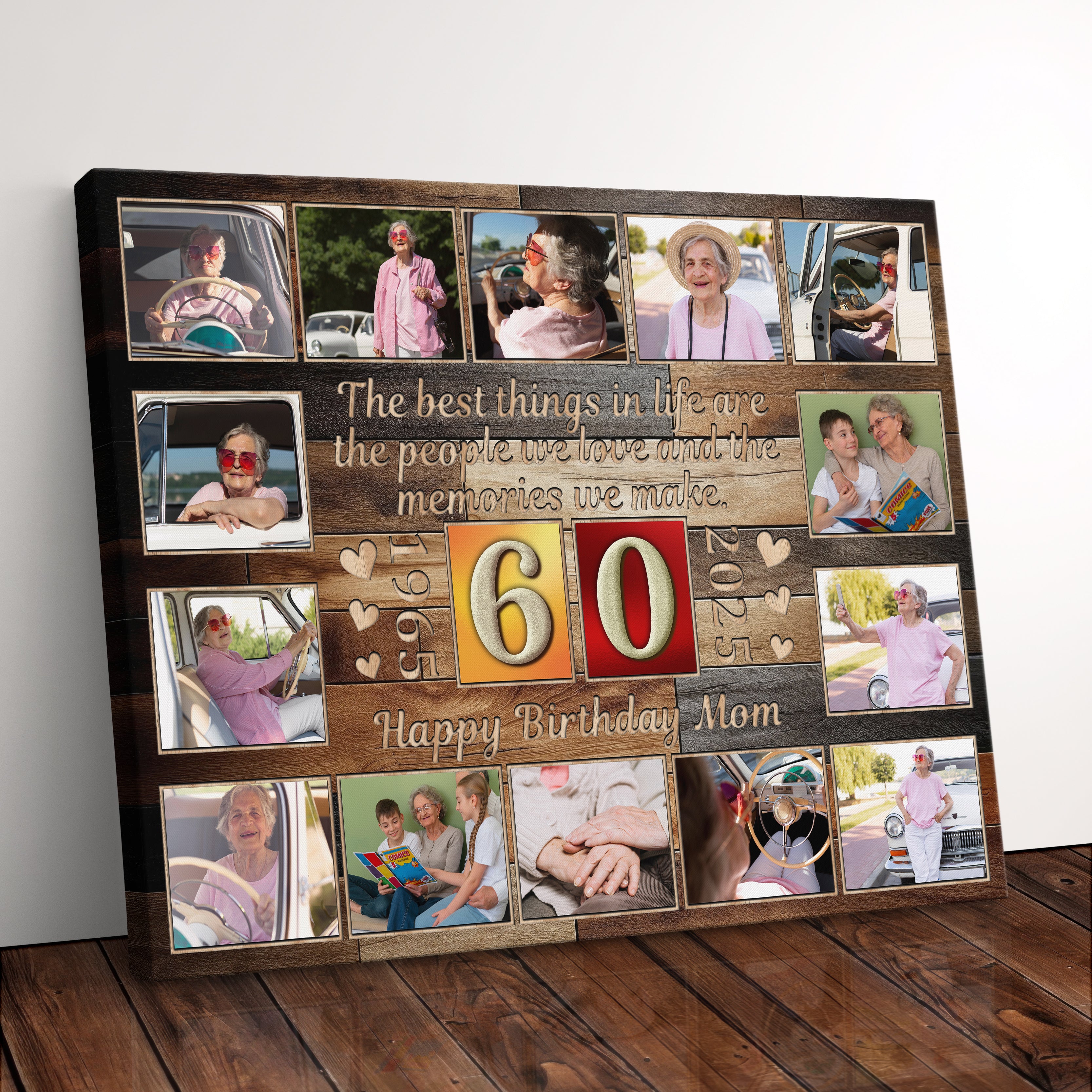Personalized Birthday Gift For Grandma or Grandpa 60th Birthday Photo Collage Custom Canvas Print Gift Idea For Parents or Grandparents