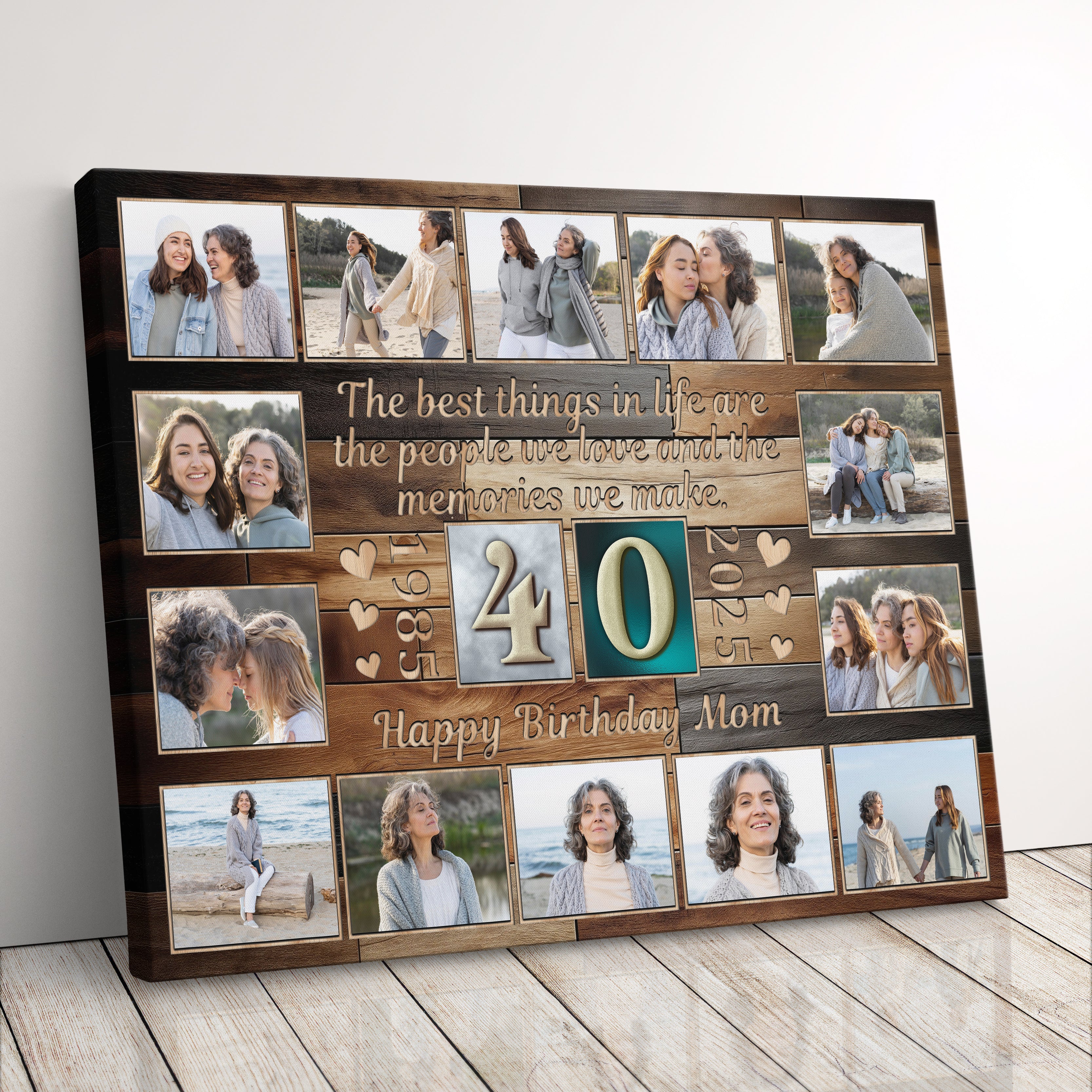 Personalized Birthday Gift For Mom or Dad 40th Birthday Photo Collage Custom Canvas Print Gift Idea For Grandparents or Parents