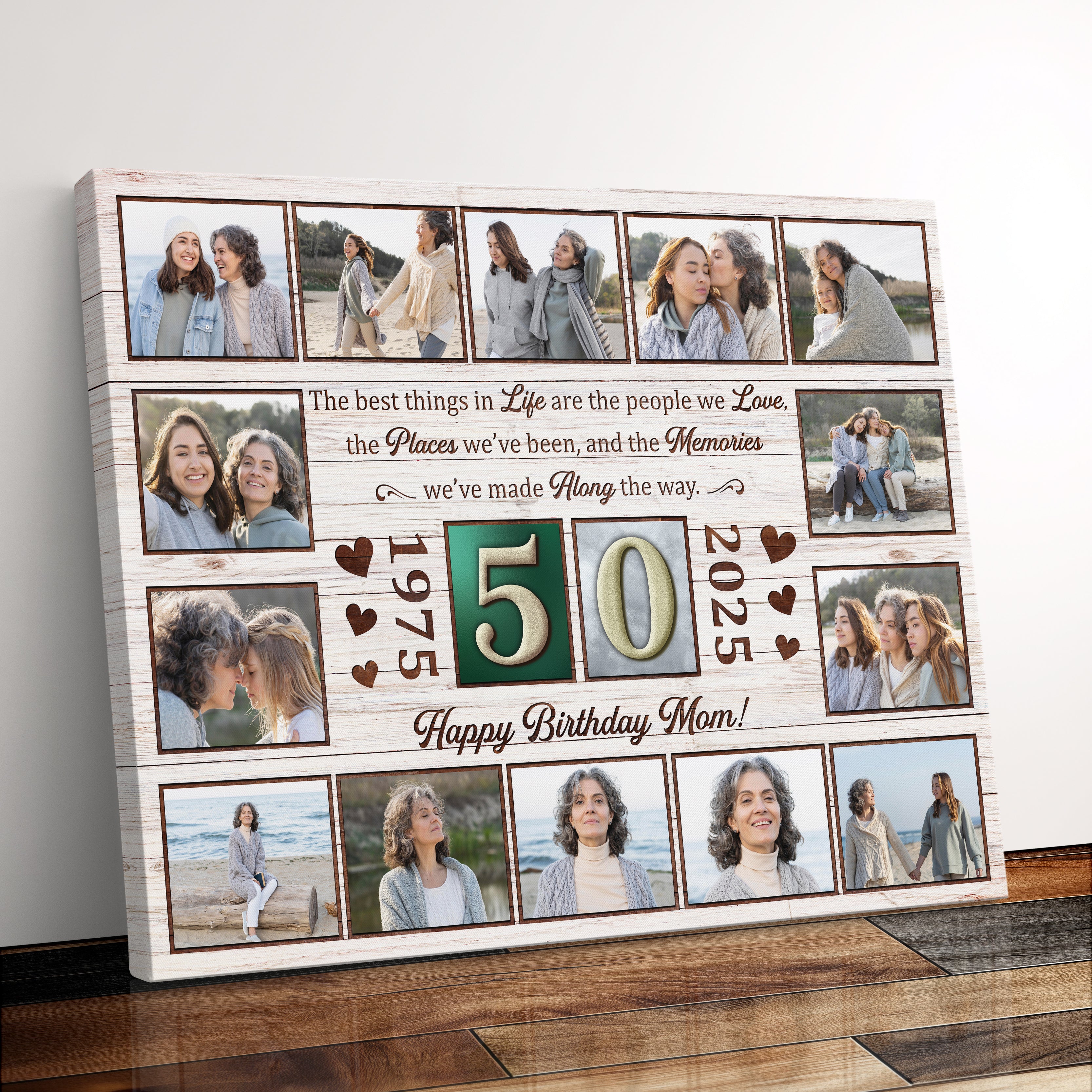 Personalized Birthday Gift For Parents 50th Birthday Photo Collage Custom Canvas Print Gift Idea For Mom Or Dad