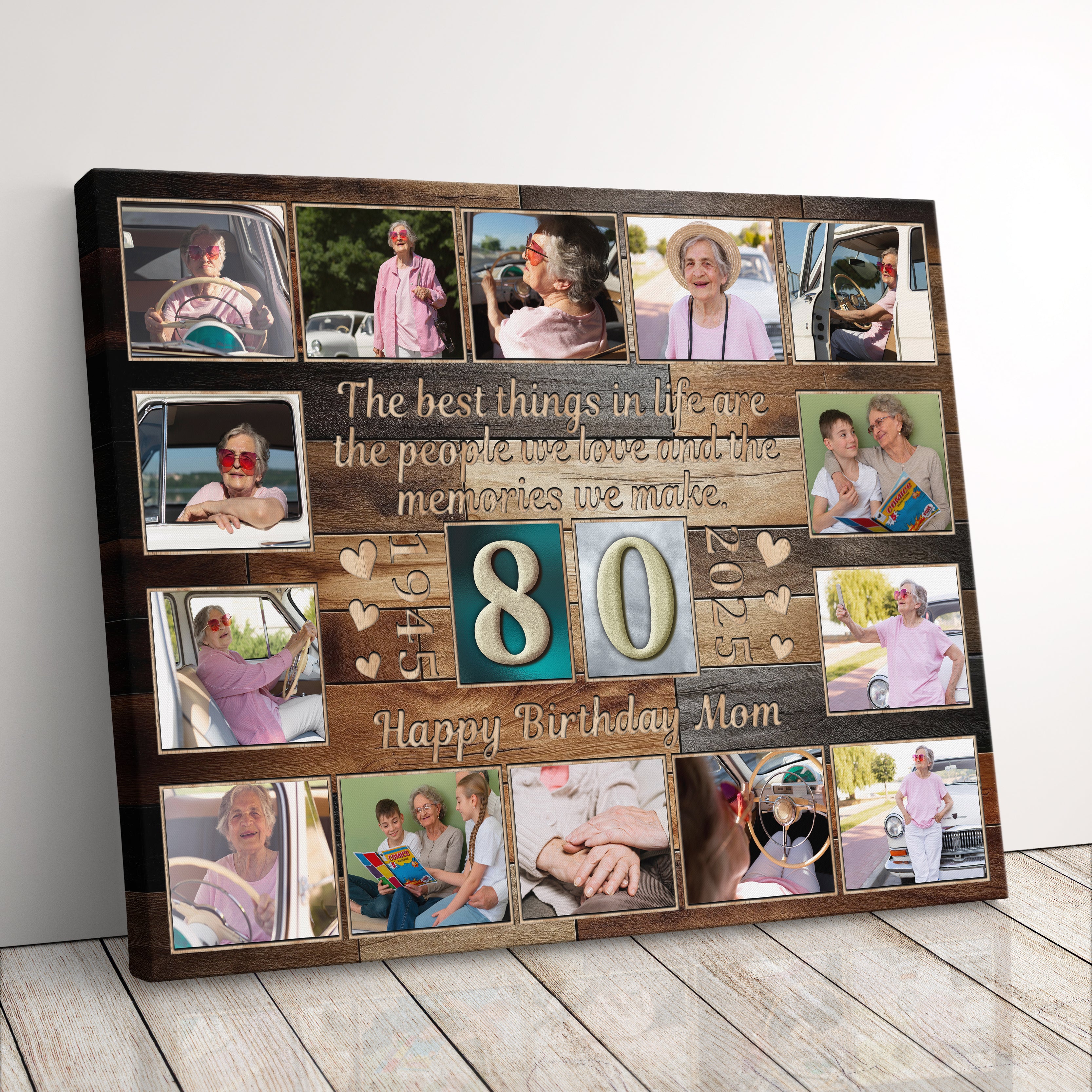 Personalized Birthday Gift For Grandma or Grandpa 80th Birthday Photo Collage Custom Canvas Print Gift Idea For Parents or Grandparents