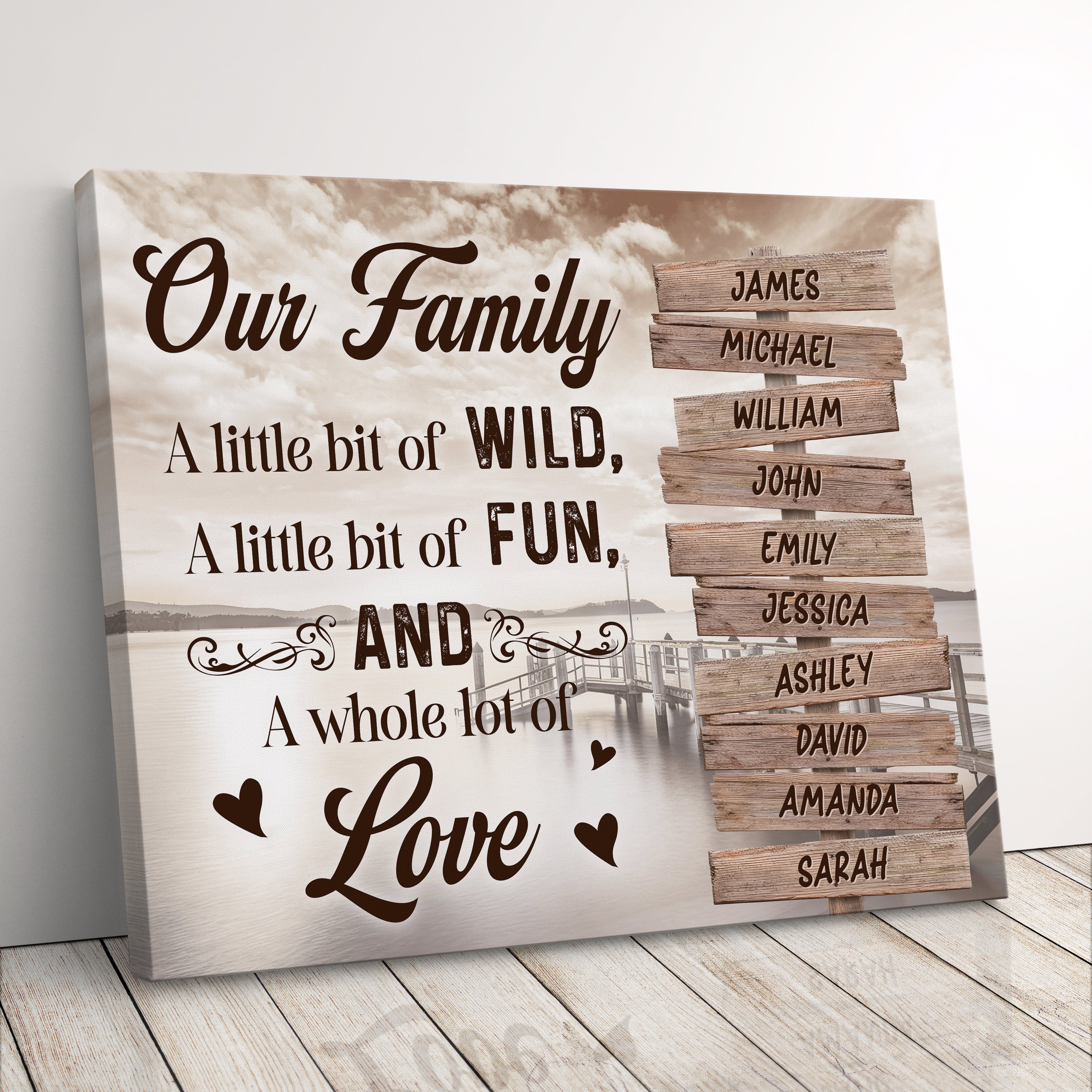 Personalized Family Name Sign Gallery Wrapped Canvas Print Wall Art
