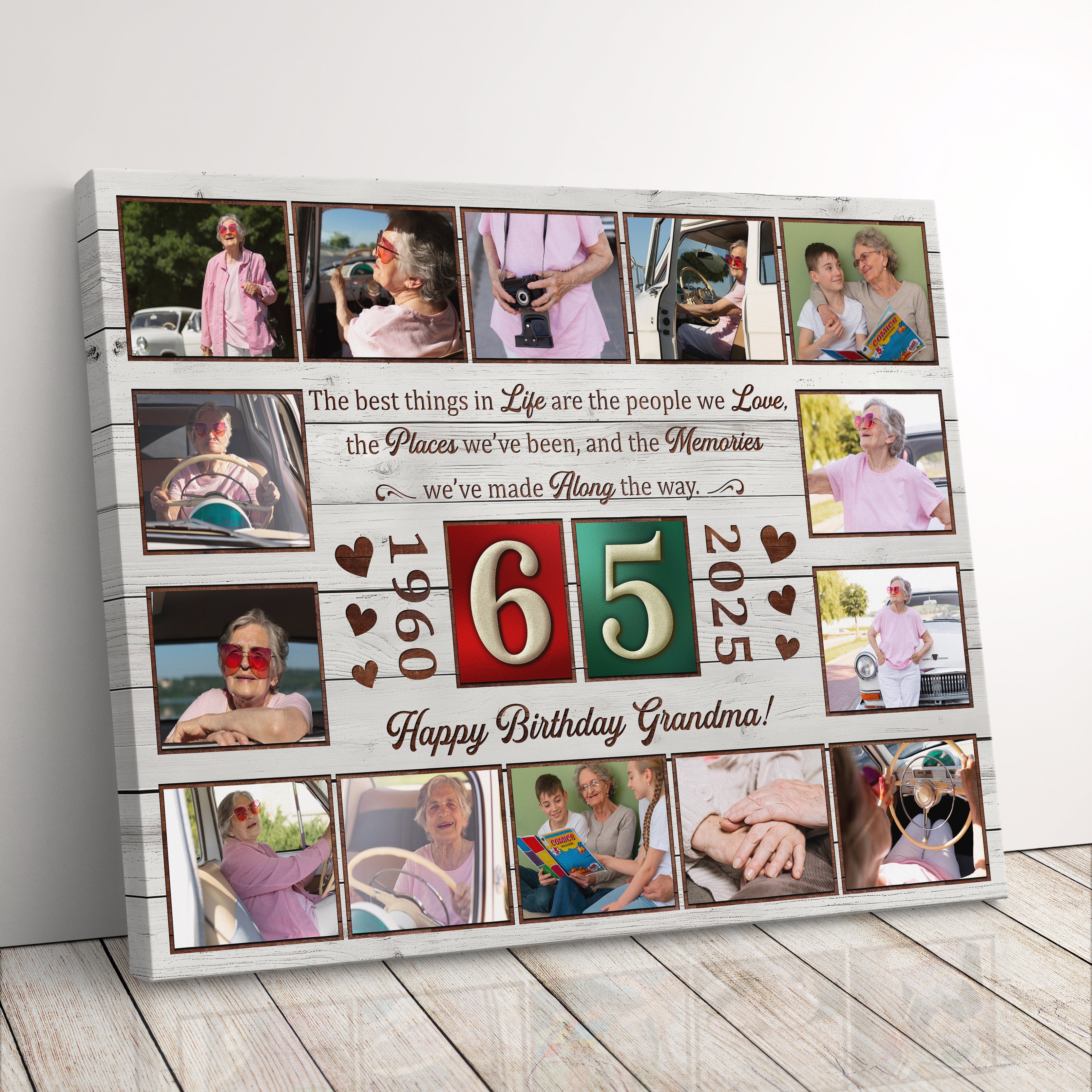 Personalized Birthday Gift For Grandparents 65th Birthday Photo Collage Custom Canvas Print Gift Idea For Grandma or Grandpa