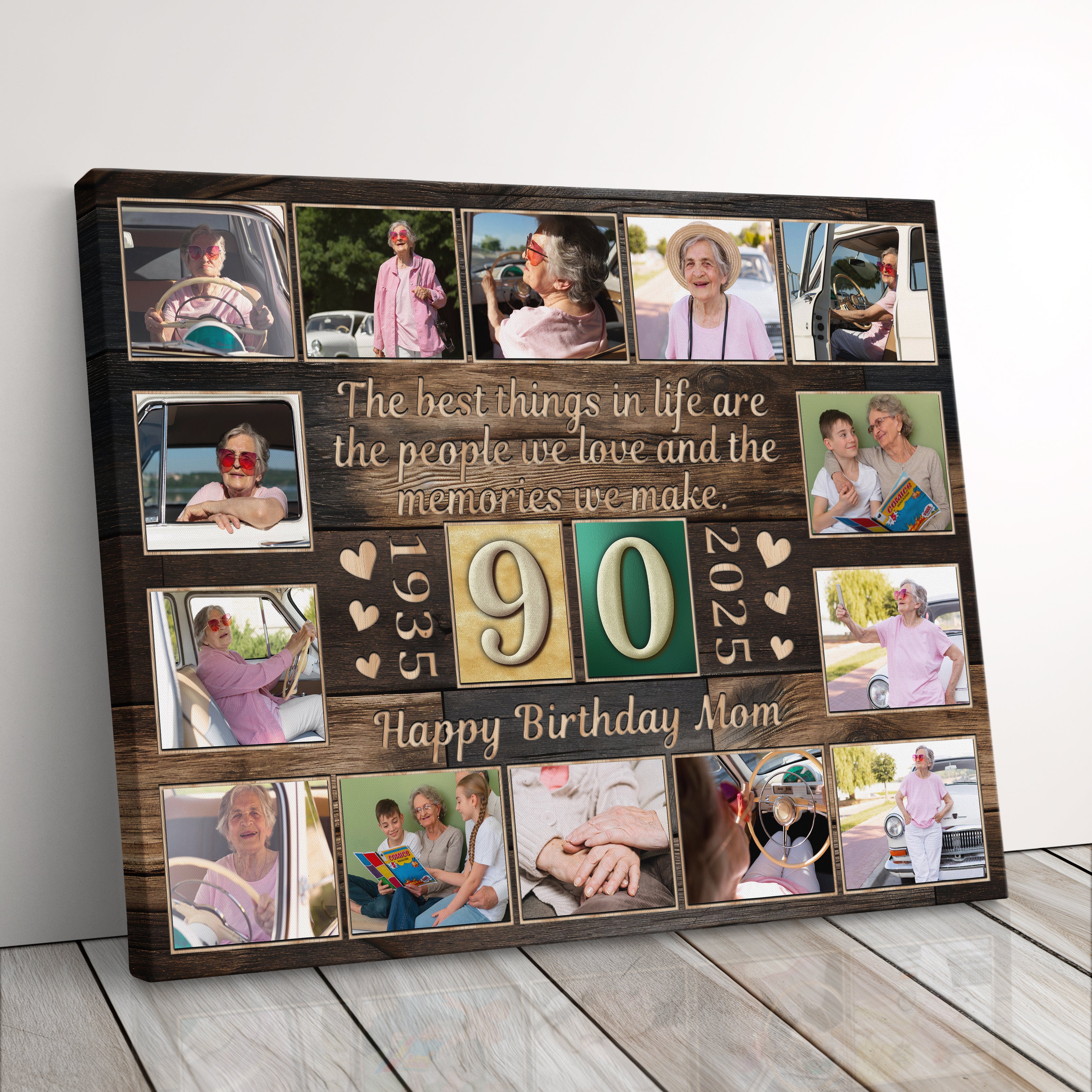 Personalized Birthday Gift For Grandma or Grandpa 90th Birthday Photo Collage Custom Canvas Print Gift Idea For Parents or Grandparents