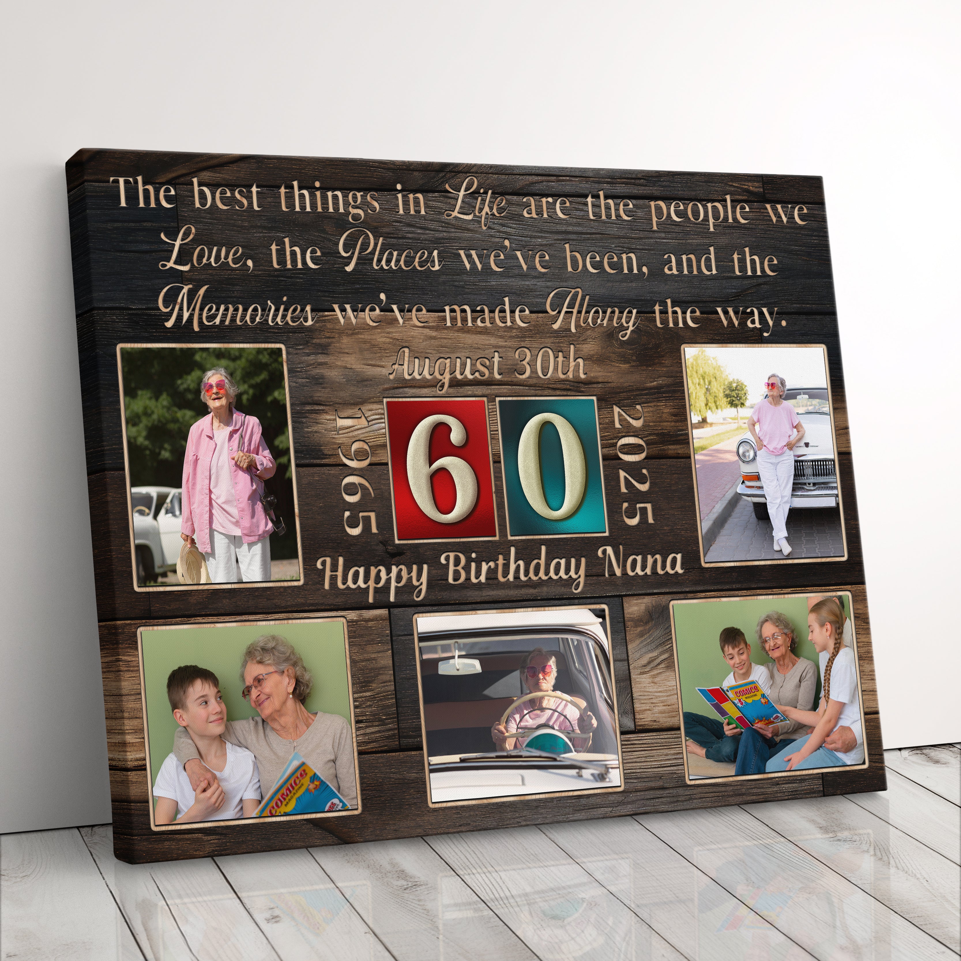 Personalized Birthday Gift For Grandpa or Grandma 60th Birthday Photo Collage Custom Canvas Print Gift Idea For Parents or Grandparents