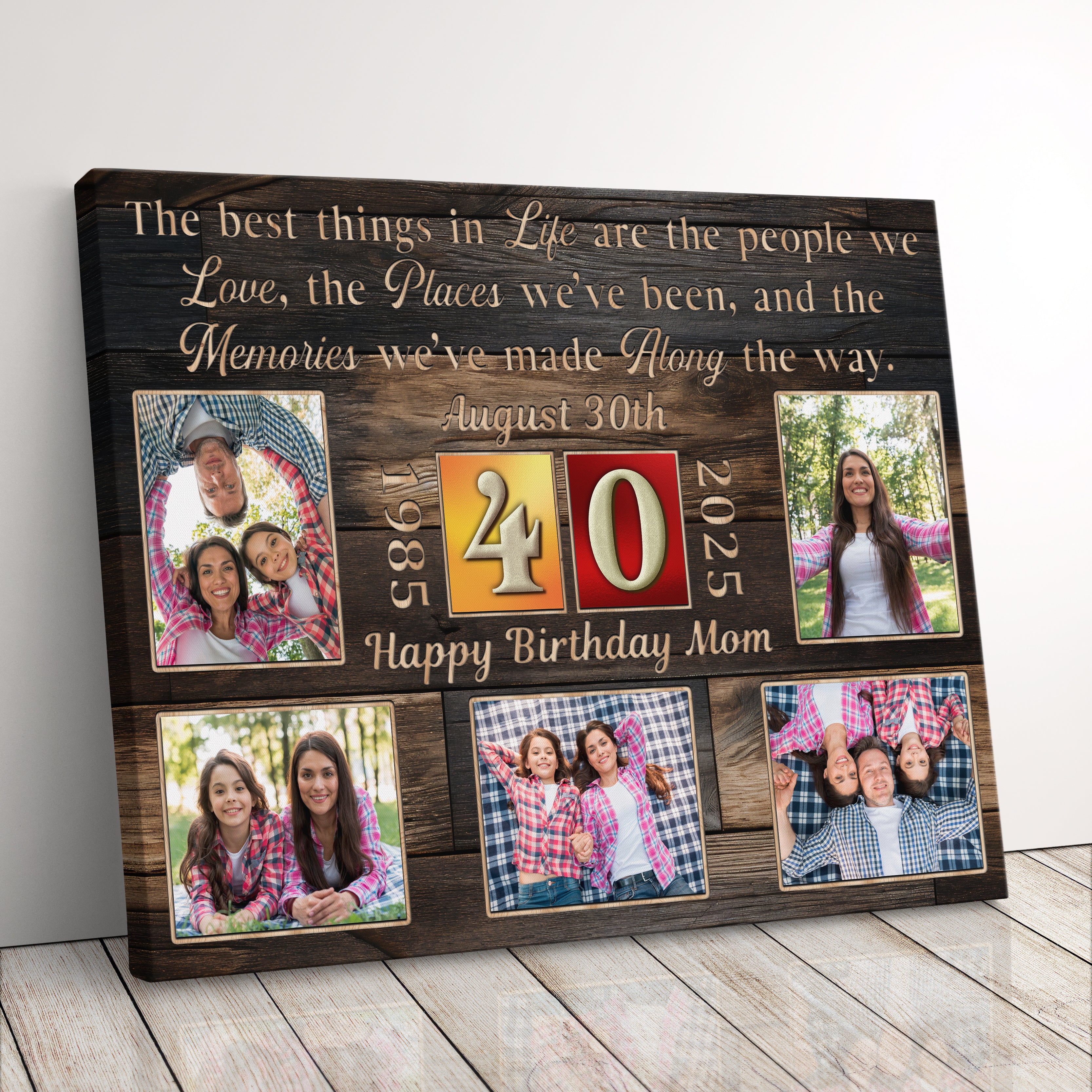 Personalized Birthday Gift For Mom Or Dad 40th Birthday Photo Collage Custom Canvas Print Gift Idea For Parents