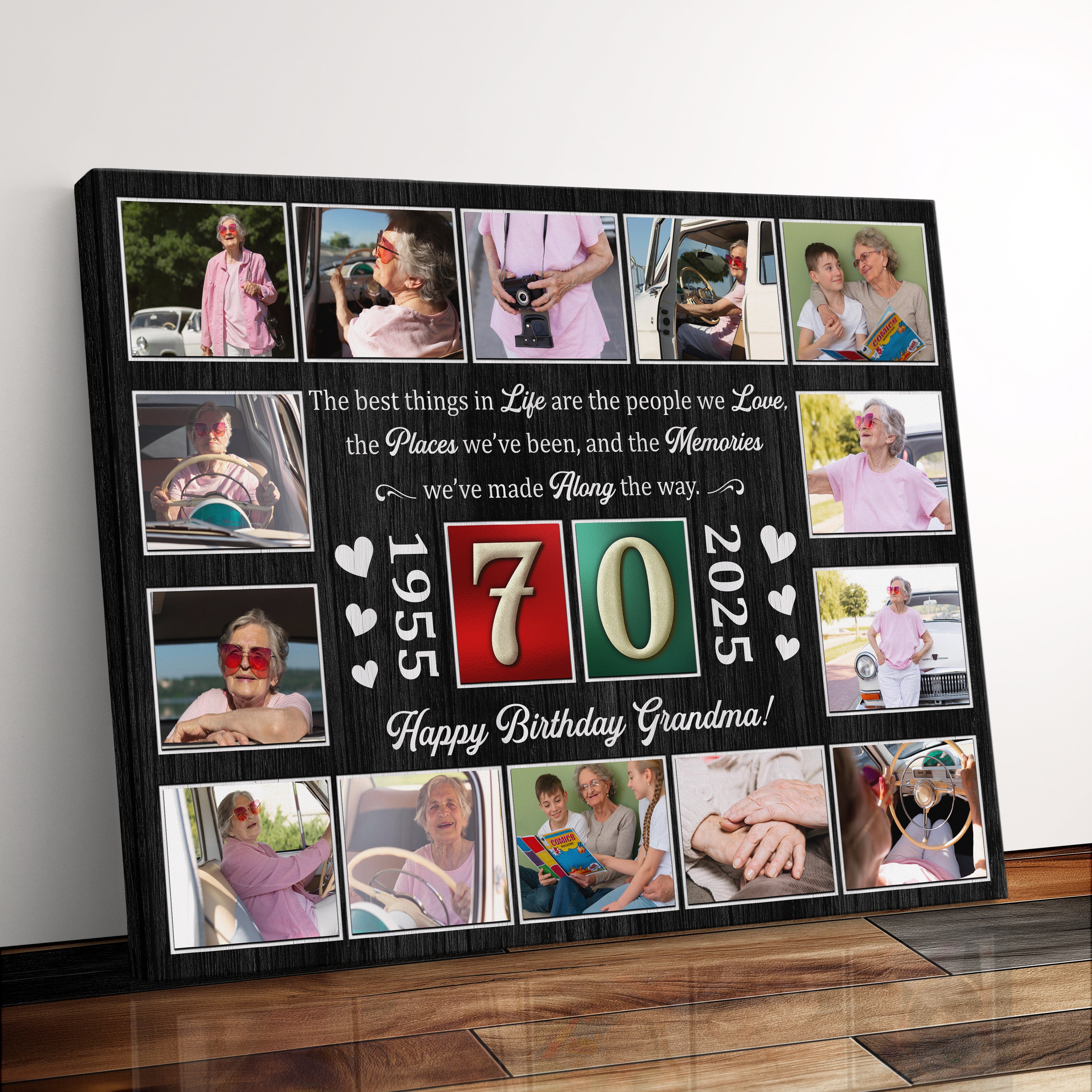 Personalized Birthday Gift For Grandparents 70th Birthday Photo Collage Custom Canvas Print Gift Idea For Grandma or Grandpa
