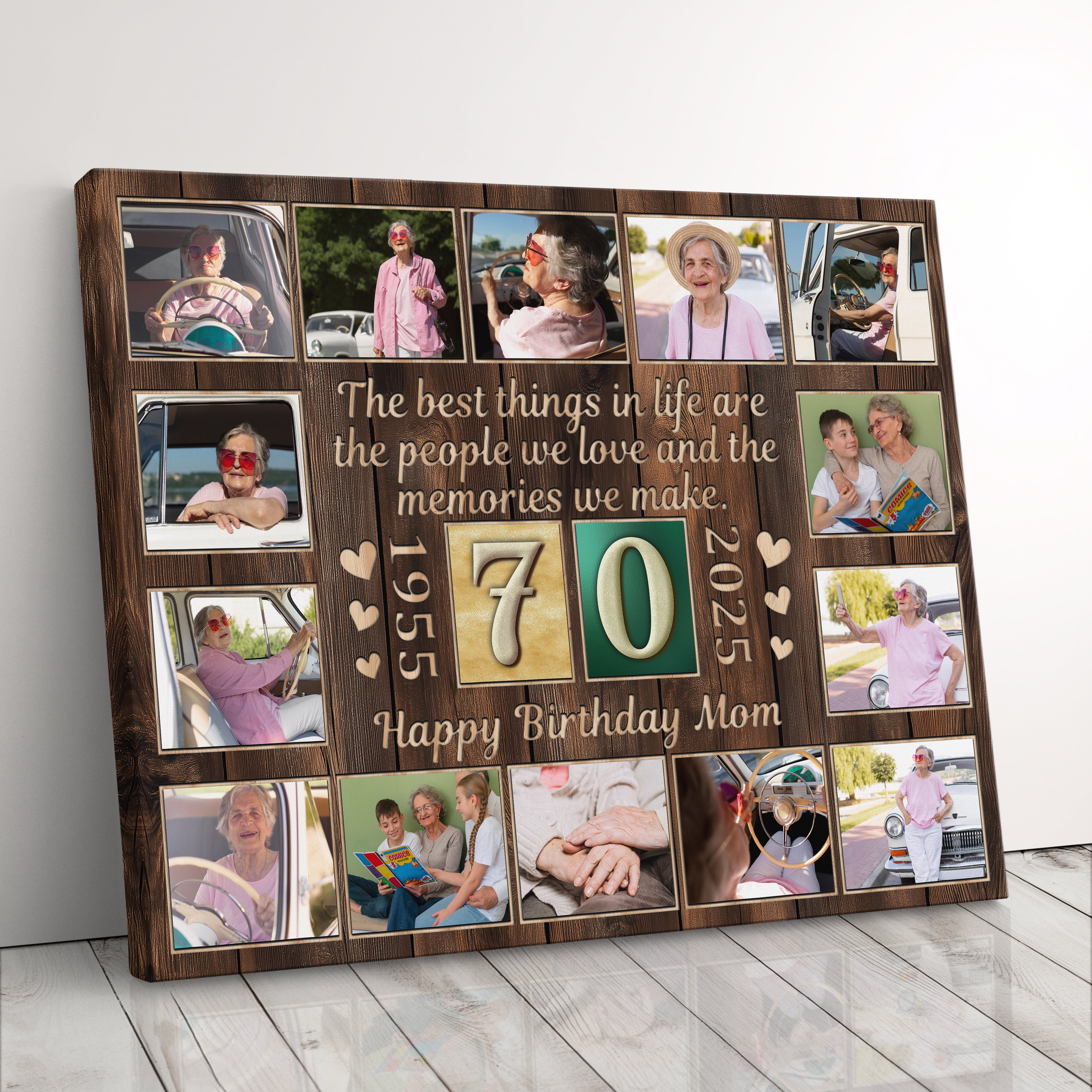 Personalized Birthday Gift For Grandma or Grandpa 70th Birthday Photo Collage Custom Canvas Print Gift Idea For Parents or Grandparents