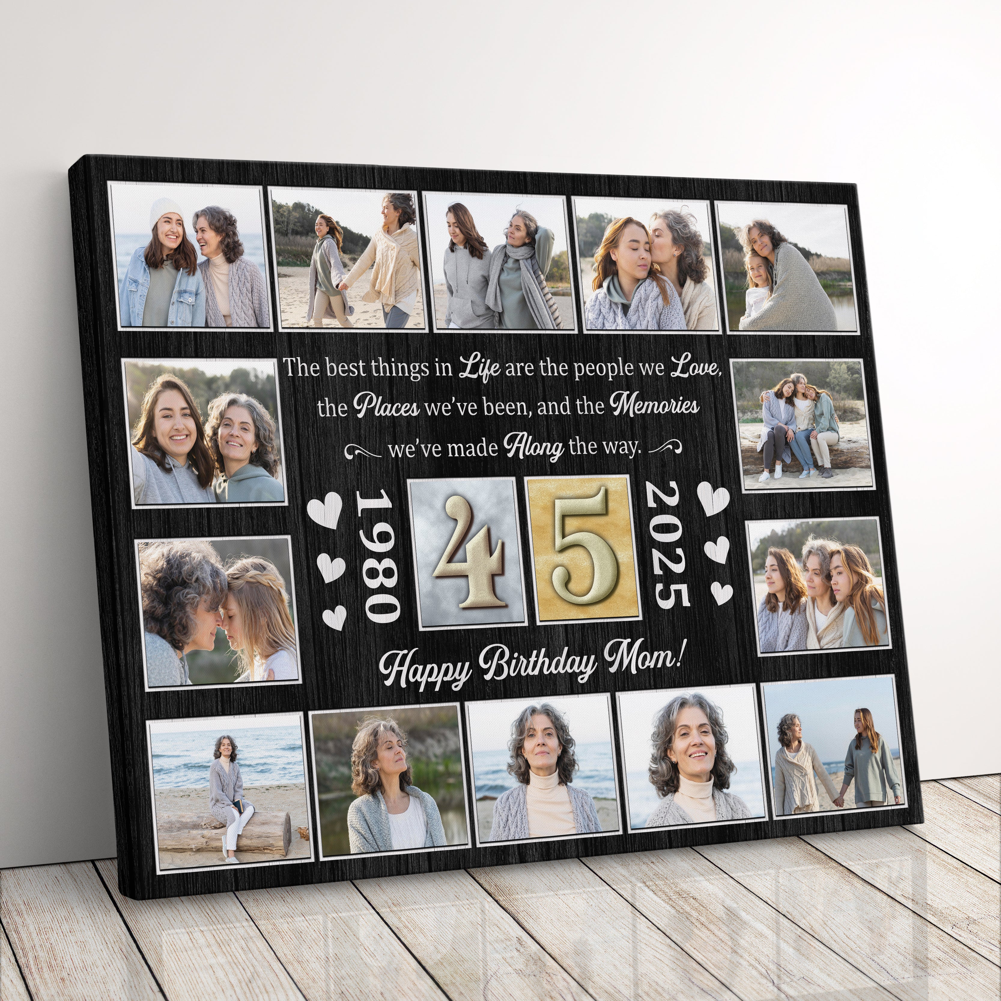 Personalized Birthday Gift For Parents 45th Birthday Photo Collage Custom Canvas Print Gift Idea For Mom Or Dad