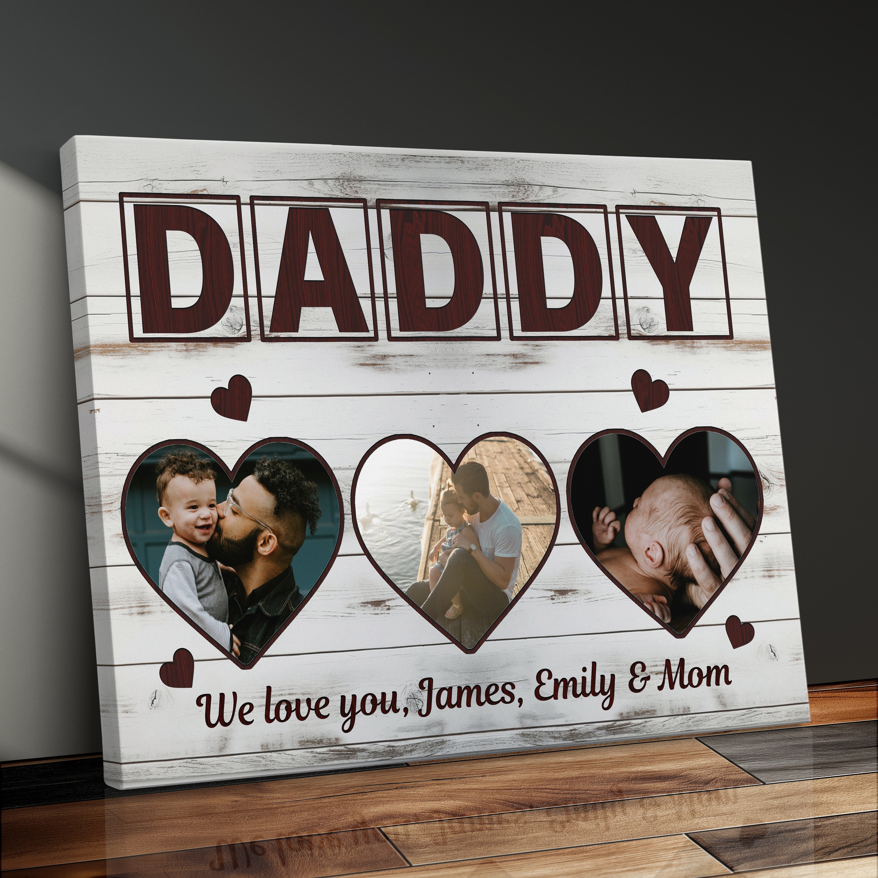 Personalized Family Picture Gift For Dad Canvas Print Farmhouse Decor Family Photo Frame