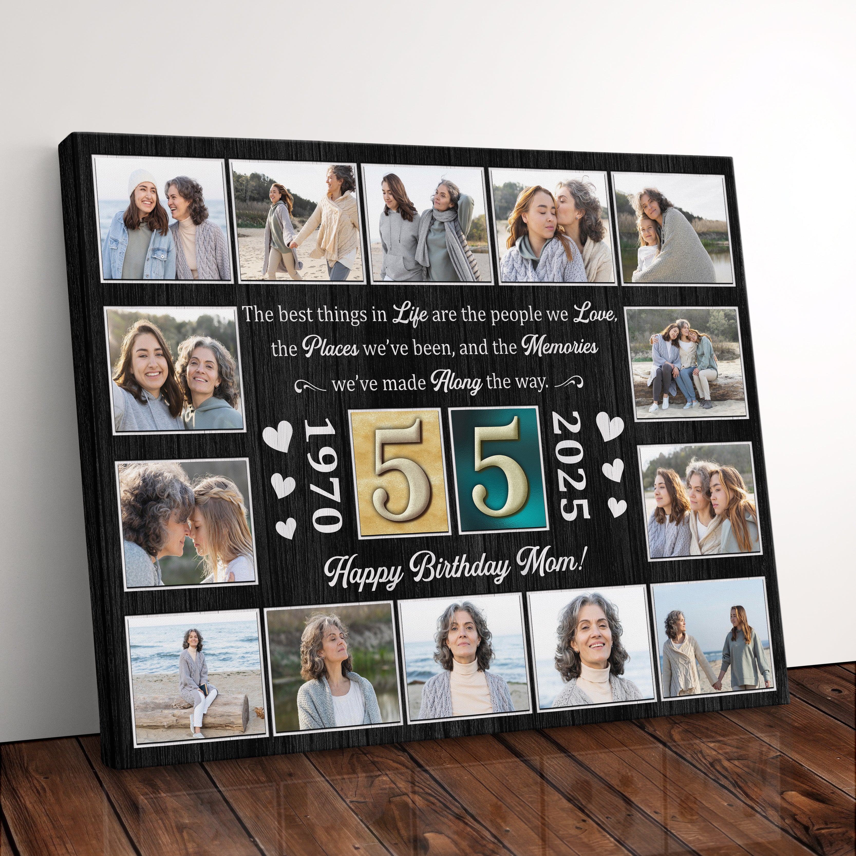 Personalized Birthday Gift For Grandparents 55th Birthday Photo Collage Custom Canvas Print Gift Idea For Grandma or Grandpa