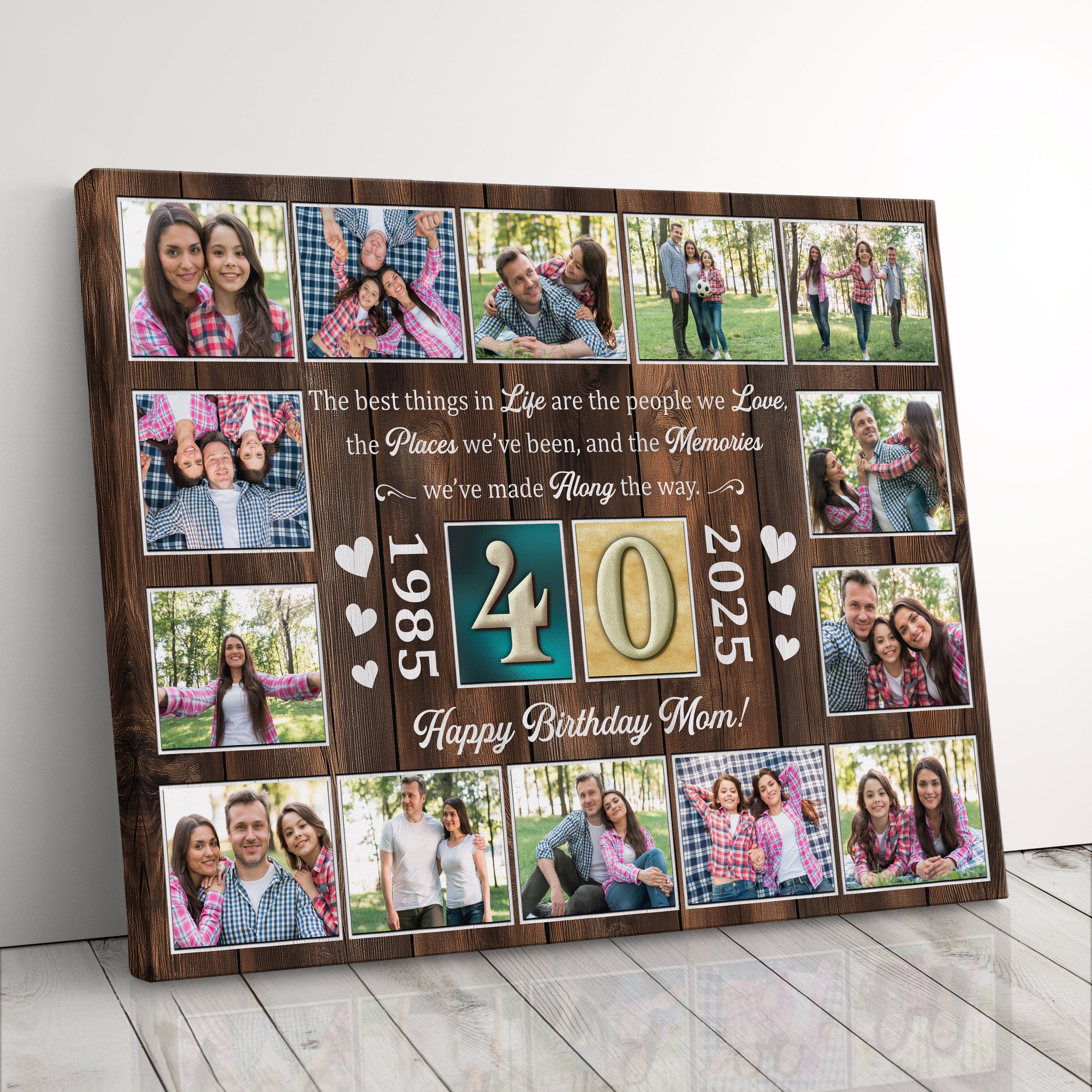 Personalized Birthday Gift For Parents 40th Birthday Photo Collage Custom Canvas Print Gift Idea For Mom Or Dad