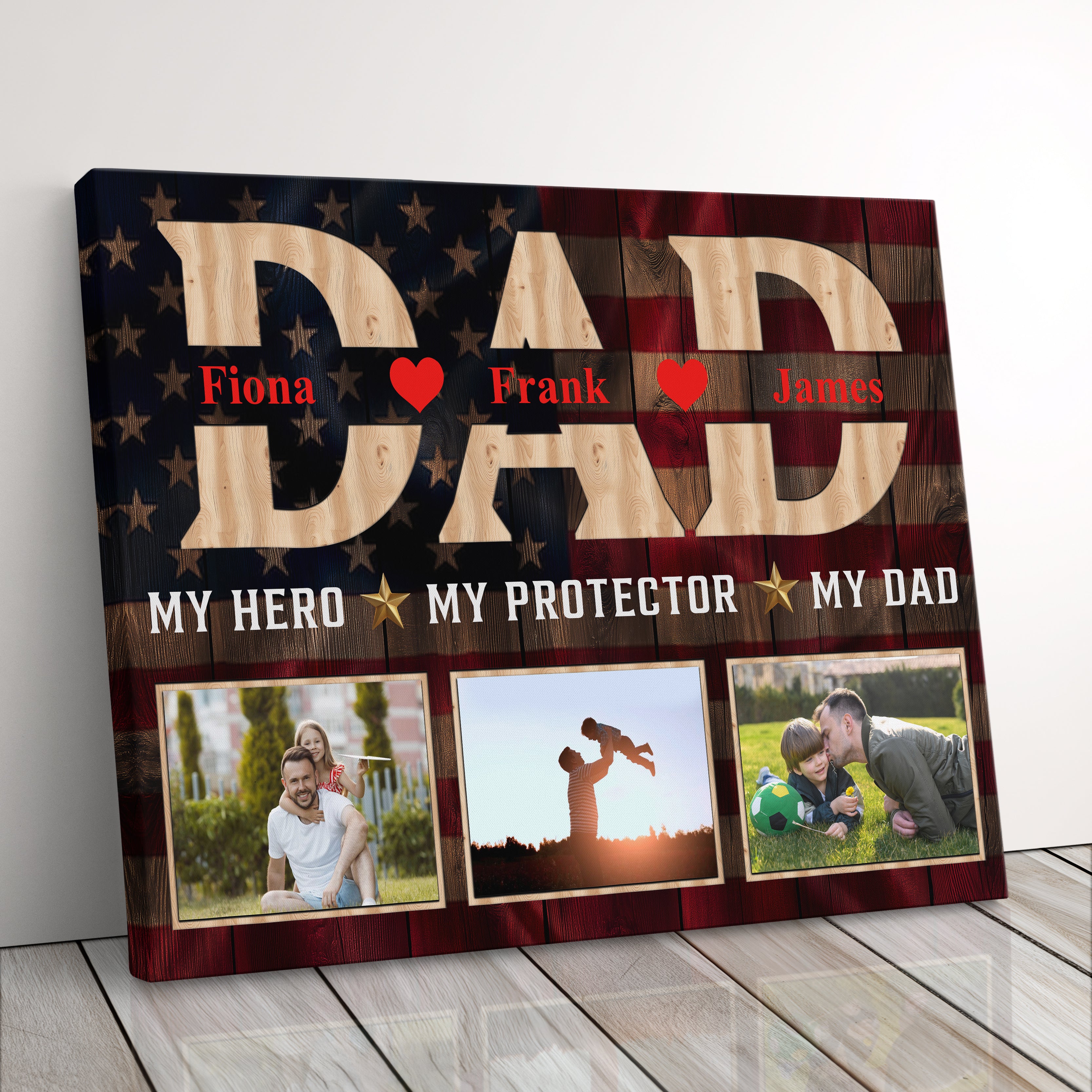 Personalized Gift For Dad Police, Fire, Or Military Father Photo Collage Canvas Print Photo Gift Idea For Dad
