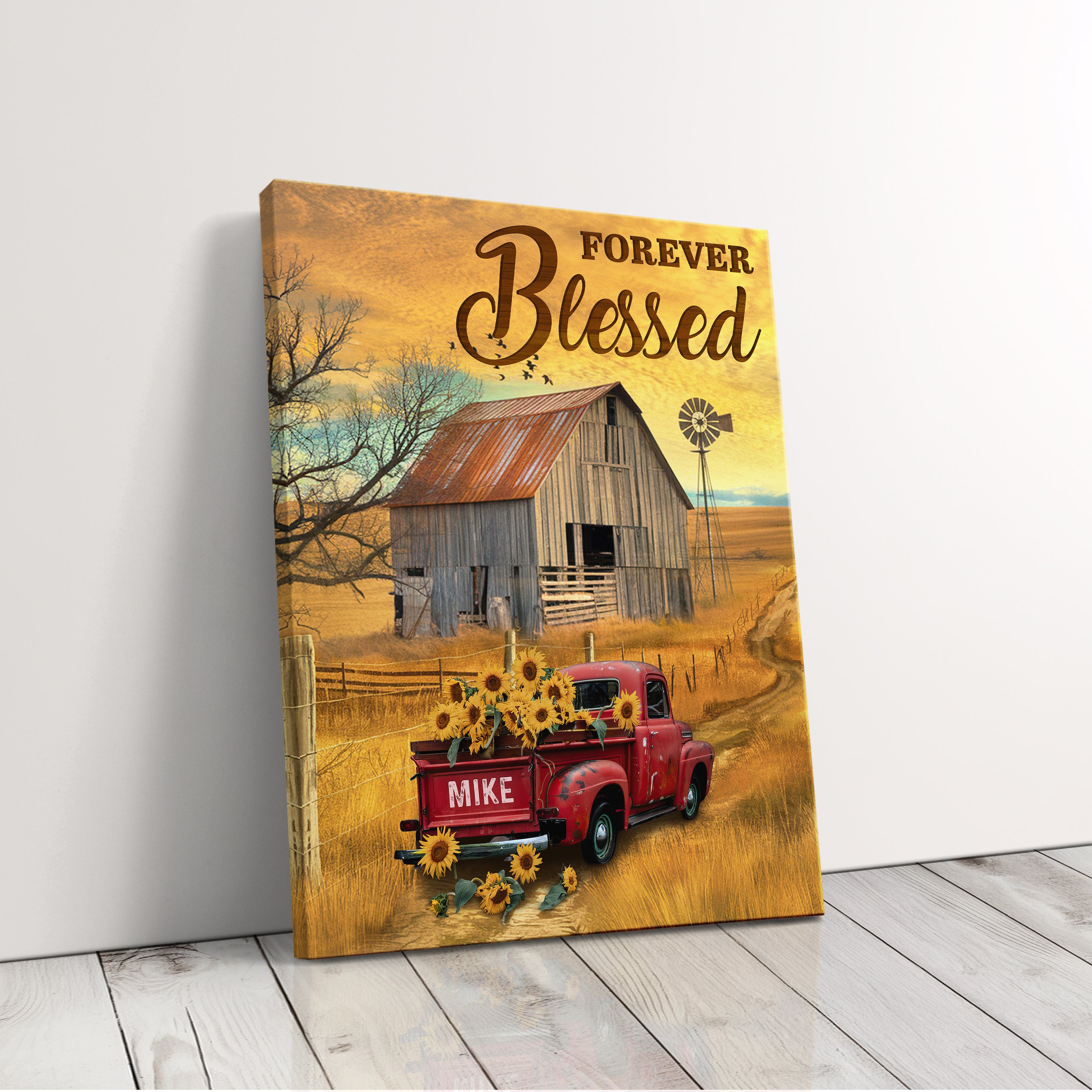Personalized Farmhouse Canvas Print With Custom Name Wall Decor, Family Gift For Country Style Rustic Home Decor