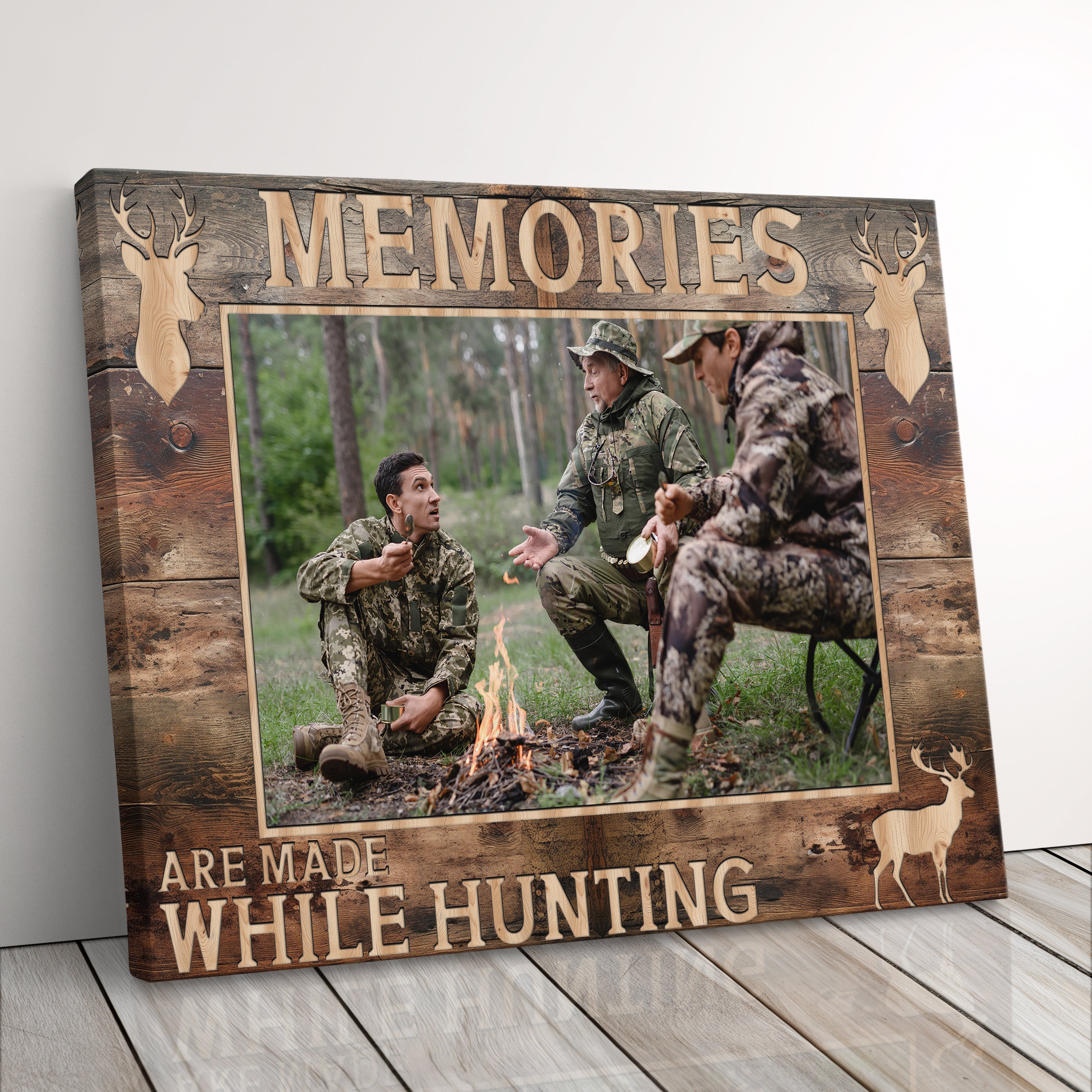 Personalized Canvas Print Gift For Hunting Husband, Dad, Or Boyfriend, Deer Hunting Picture Frame For Buck Hunter Photo Collage Canvas