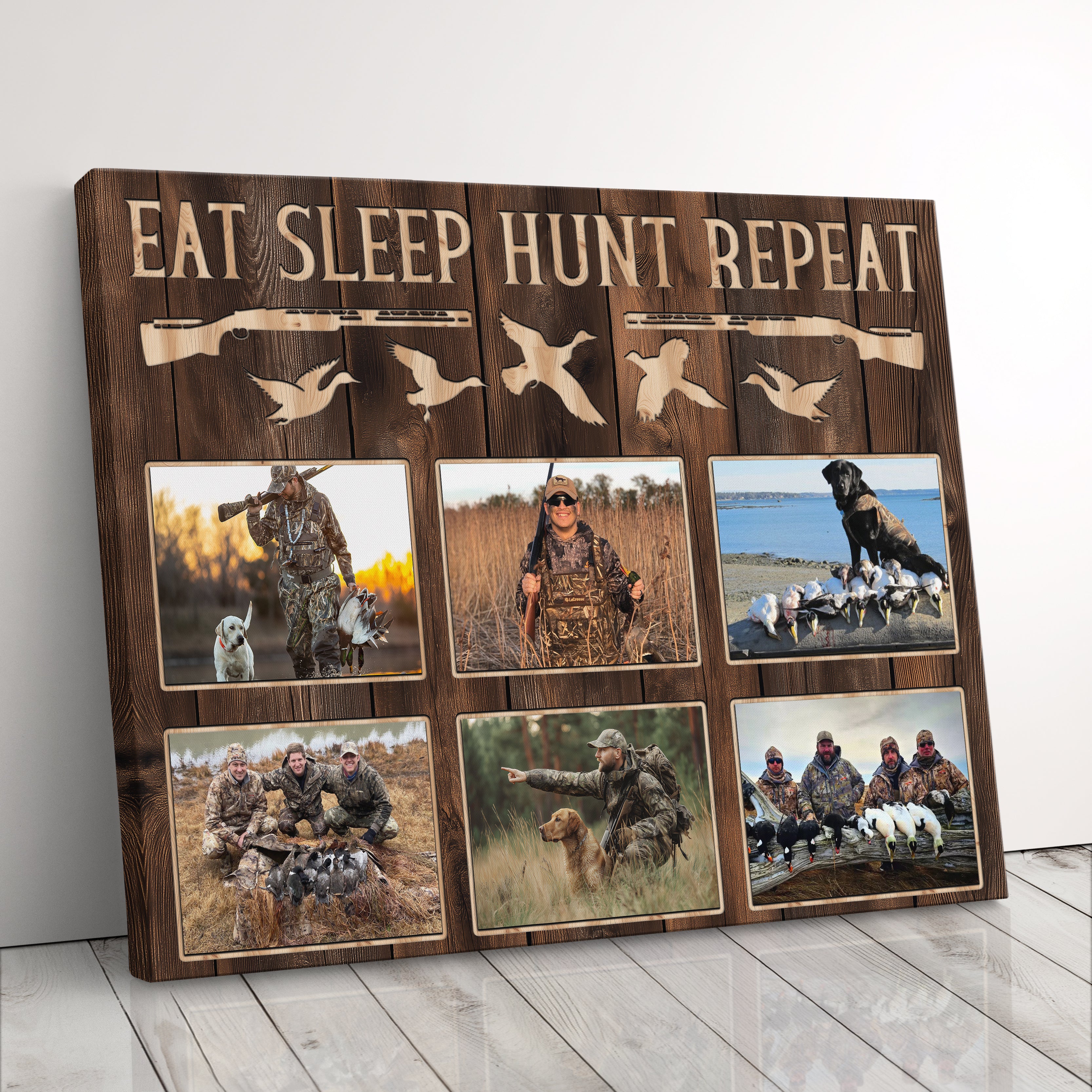 Personalized Waterfowl Hunting Photo Collage Canvas Print Gift For Husband, Boyfriend, Or Dad, Duck & Pheasant Hunter Collage Gift Idea