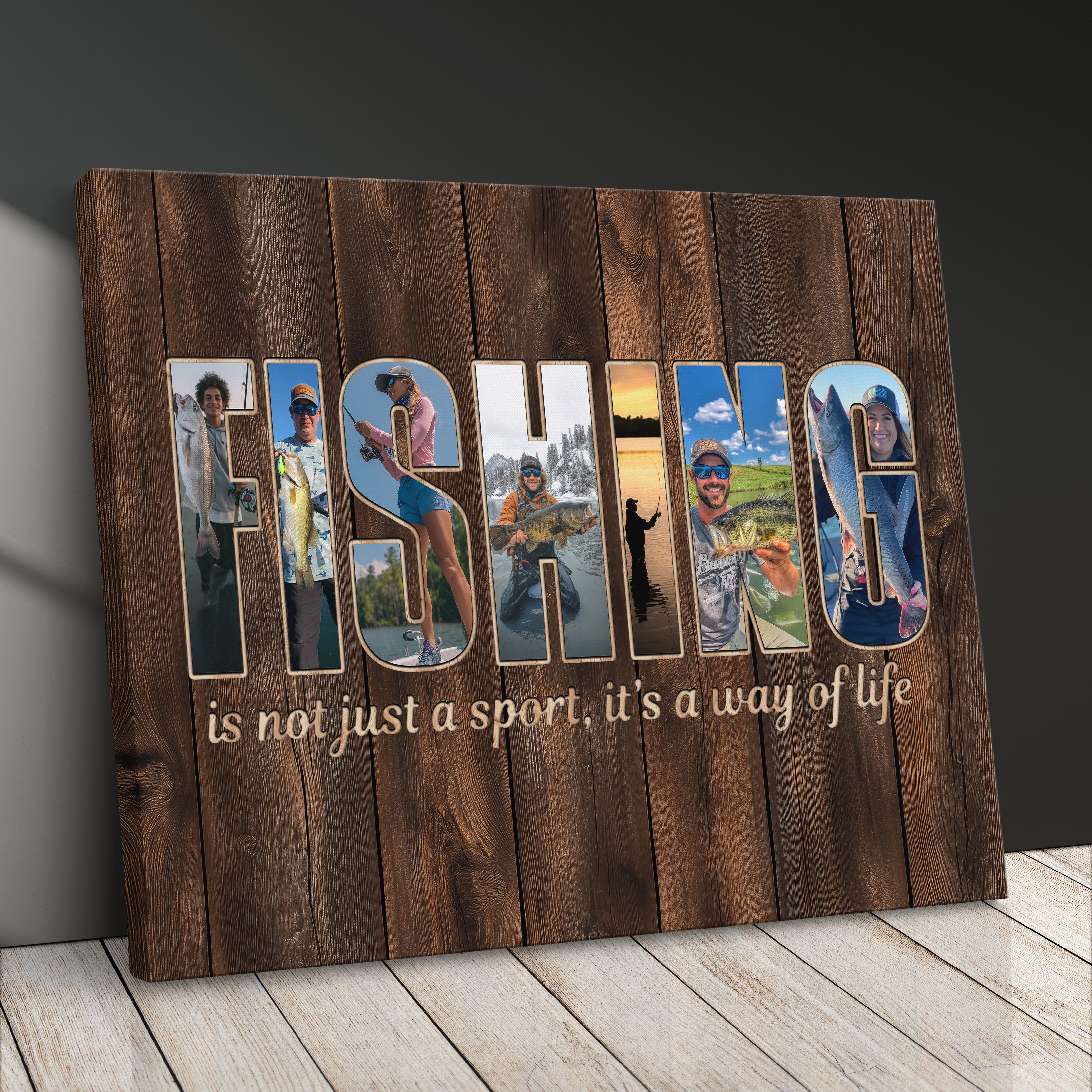 Personalized Fishing Canvas Print Gift For Husband, Dad, Or Boyfriend, Fisherman Photo Collage Canvas Fishing Dad Gift Is Not Just A Sport, It's A Way Of Life