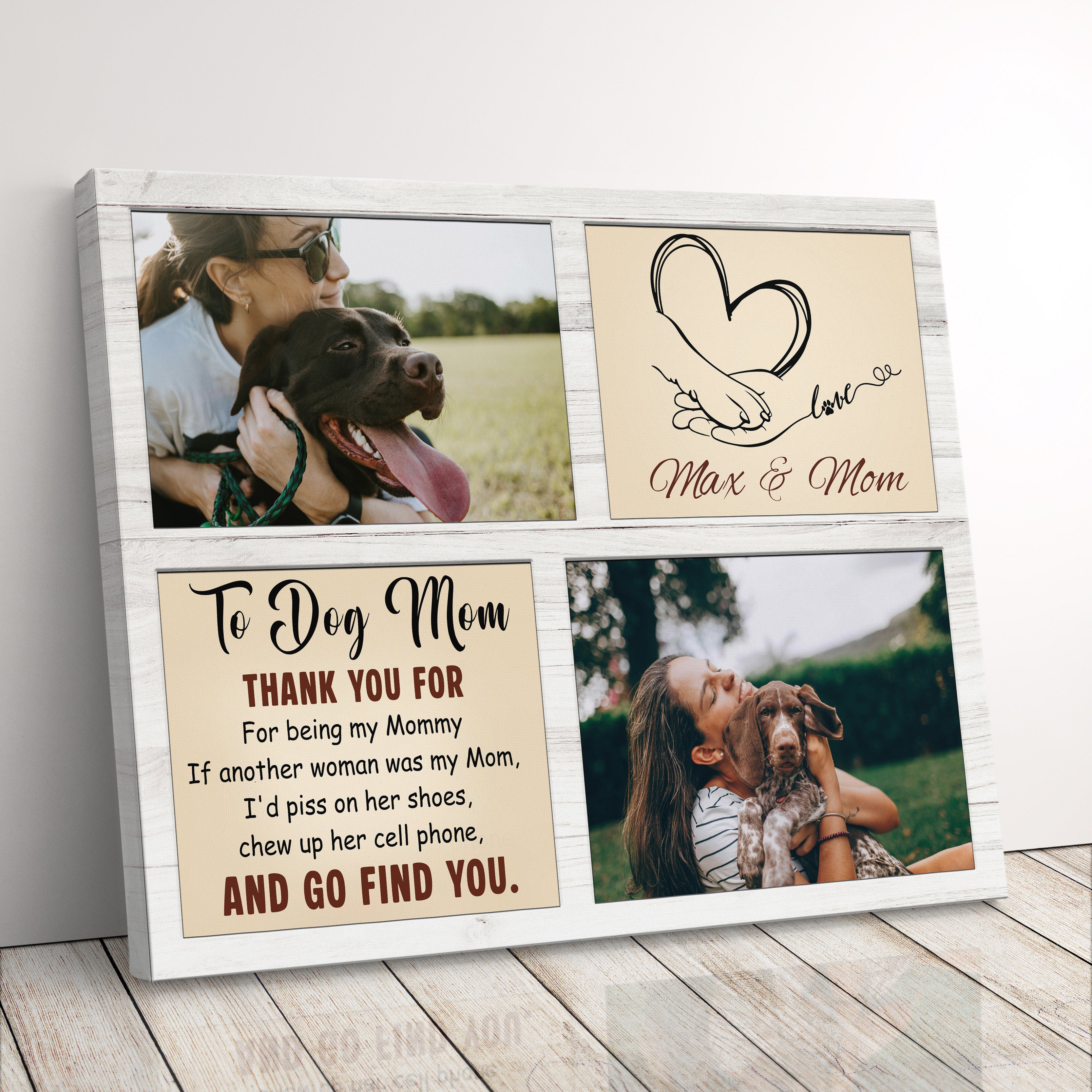 Personalized Gift For Dog Lover Canvas Print Photo Collage, Dog Mom Gift For Dog Loss, Custom Pet Memorial Wall Art