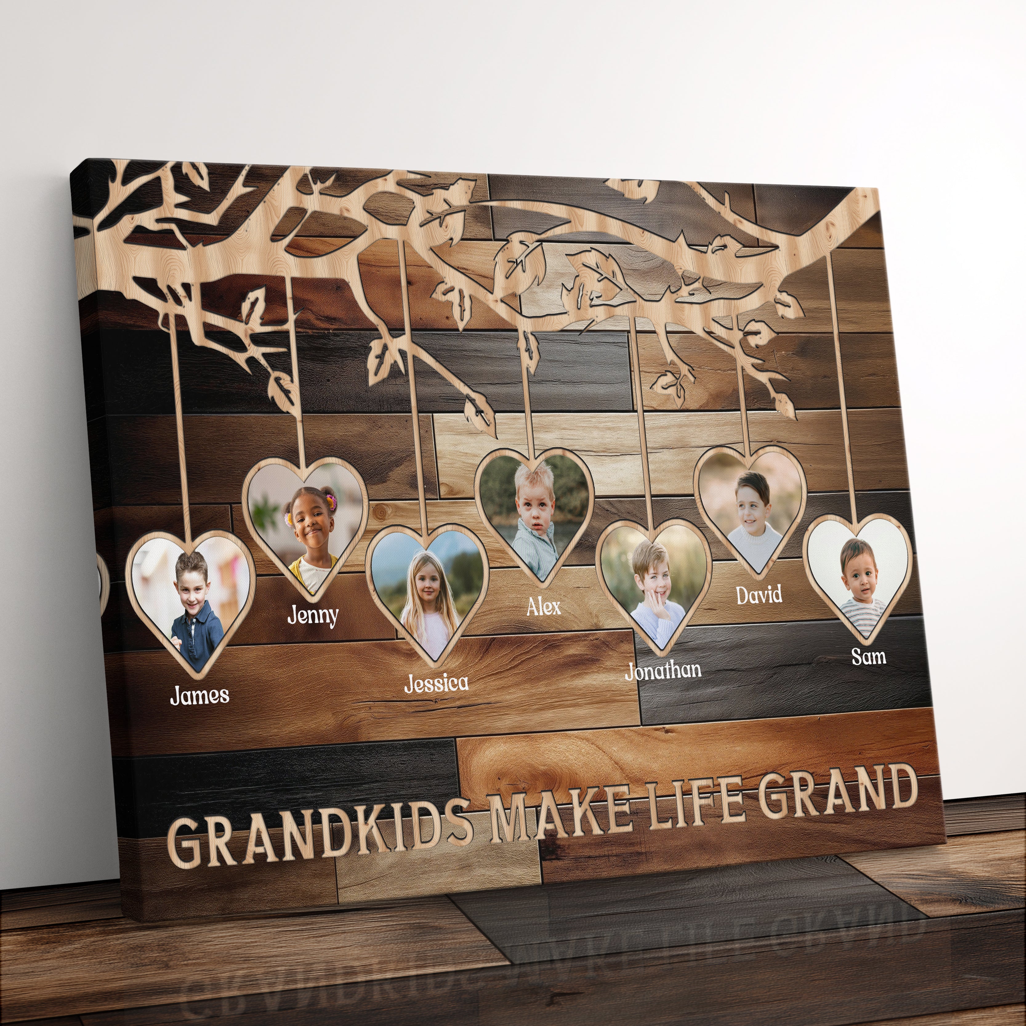 Grandkids Make Life Grand Personalized Photo Frame Canvas Print Gift Idea For Grandparents Family Photo Collage