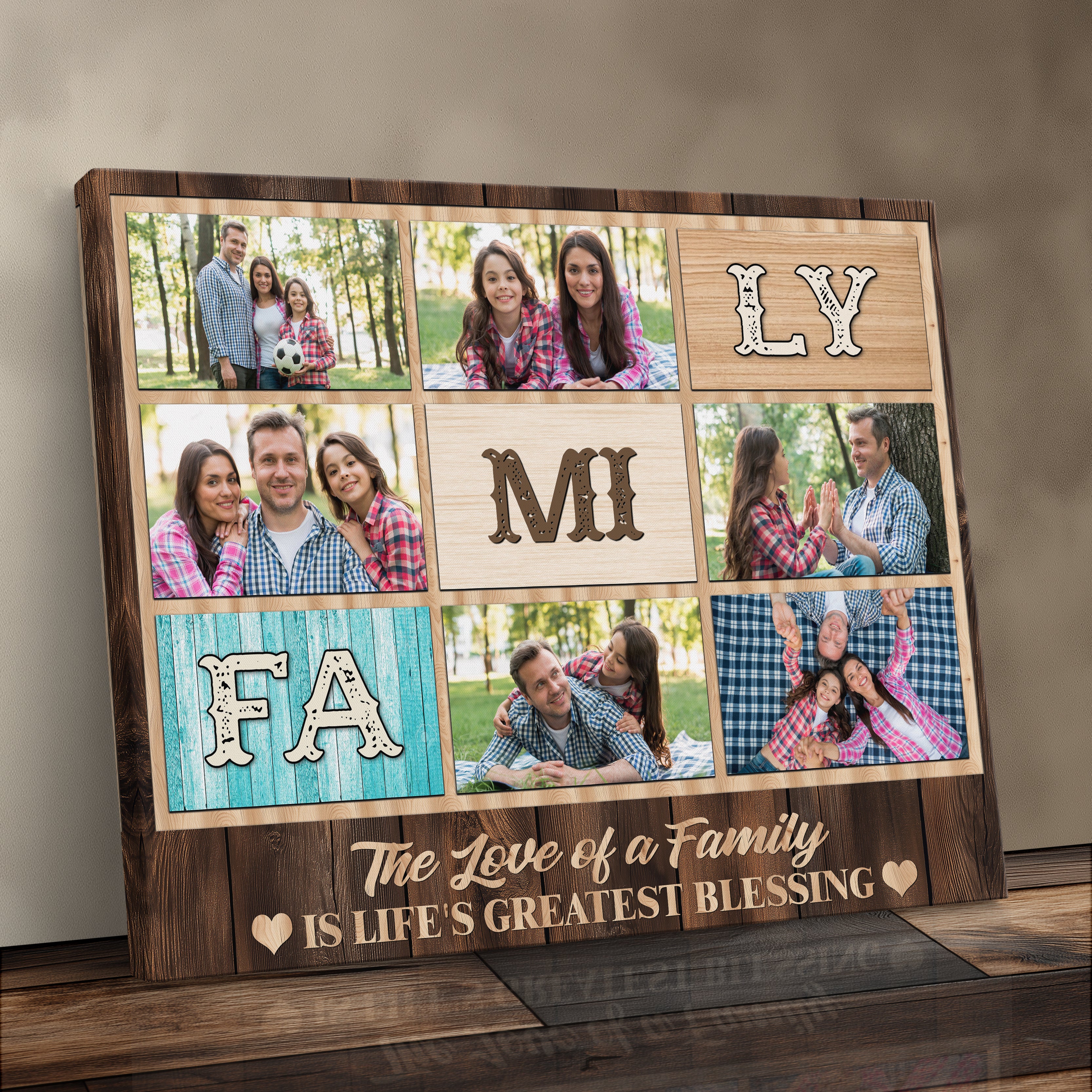 Personalized Family Photo Collage Canvas Print Gift For Parents Farmhouse Decor Family Picture Frame