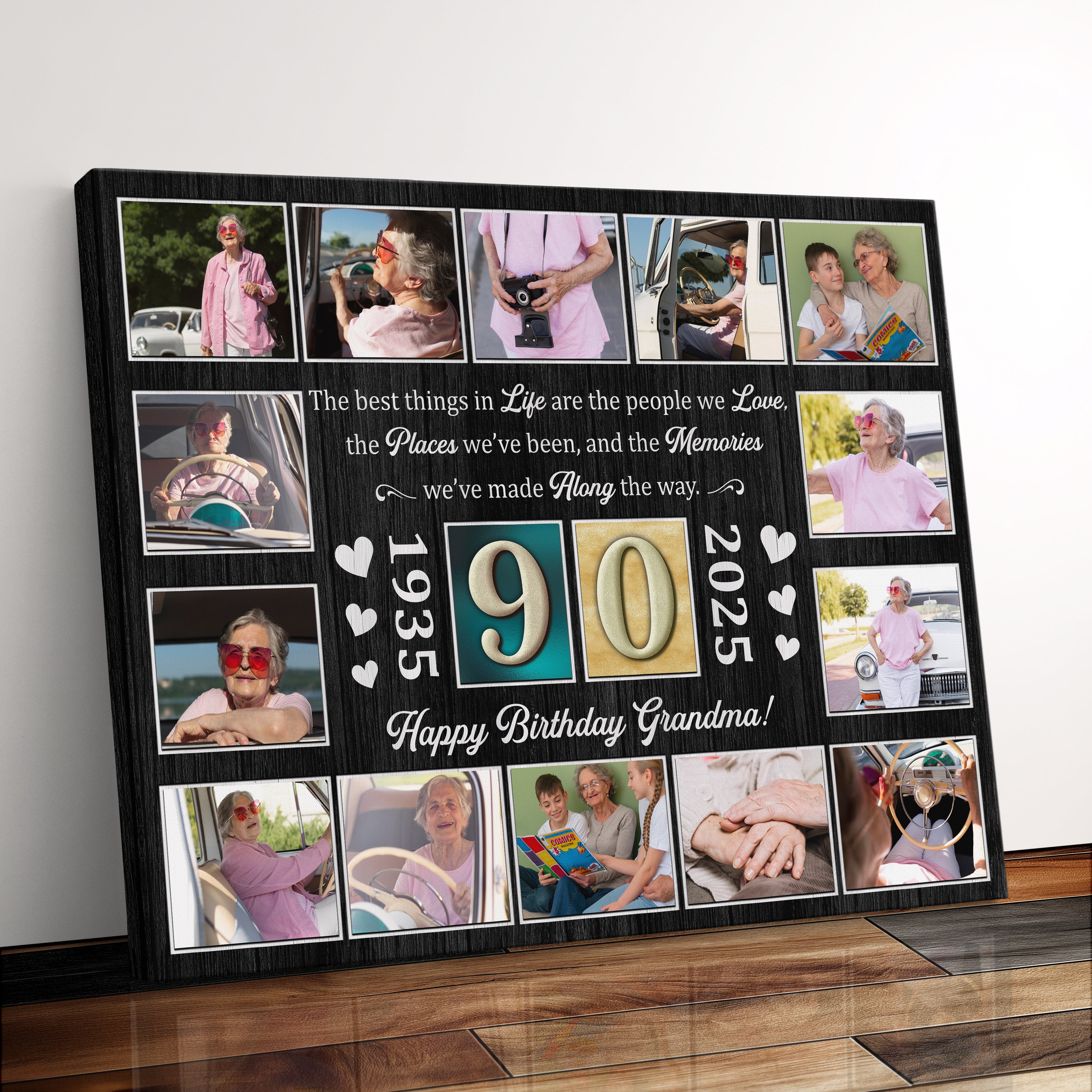 Personalized Birthday Gift For Grandparents 90th Birthday Photo Collage Custom Canvas Print Gift Idea For Grandma or Grandpa